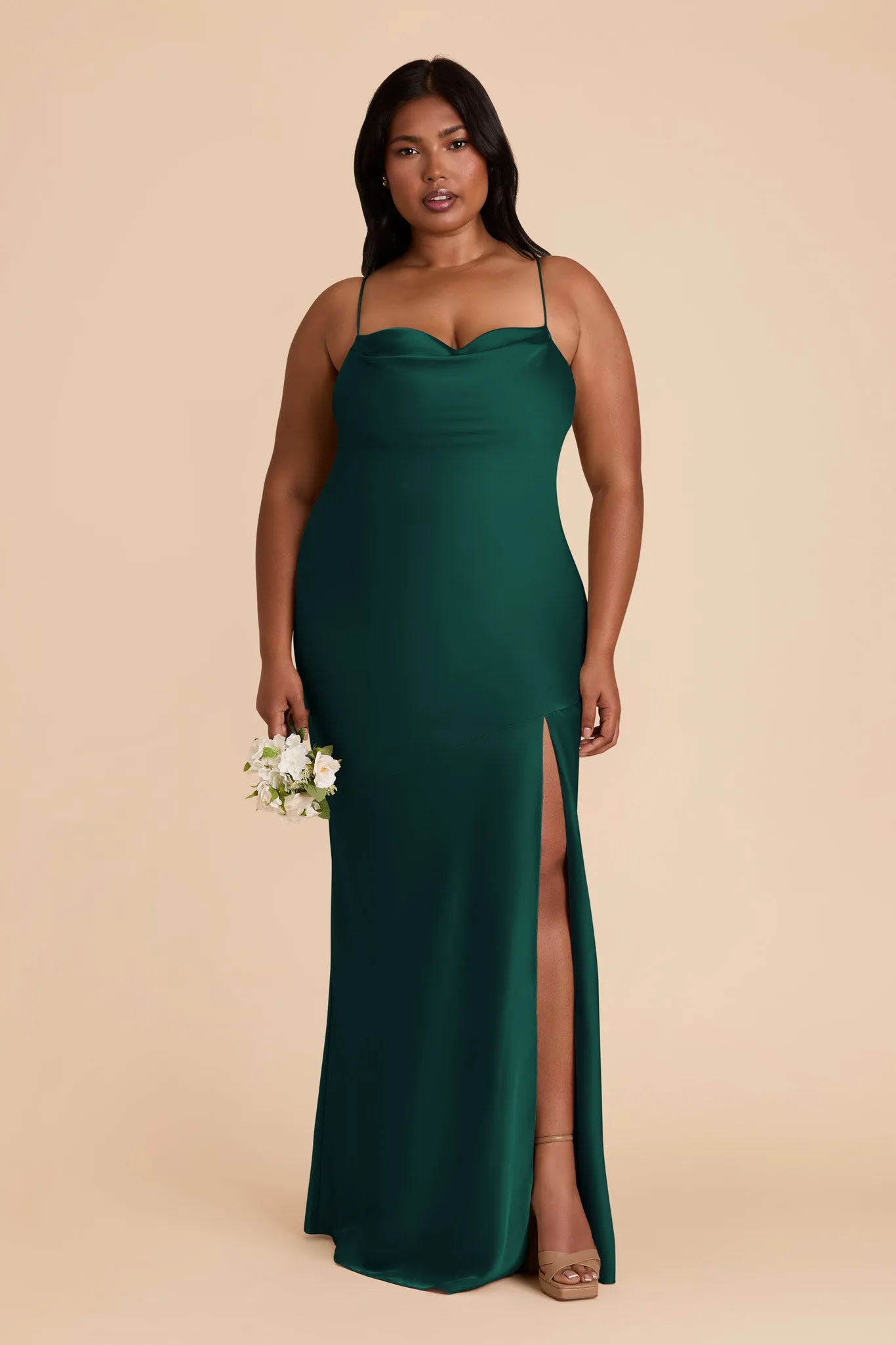 Olivia Matte Satin Dress - Emerald sold by Birdy Grey product image thumbnail 2