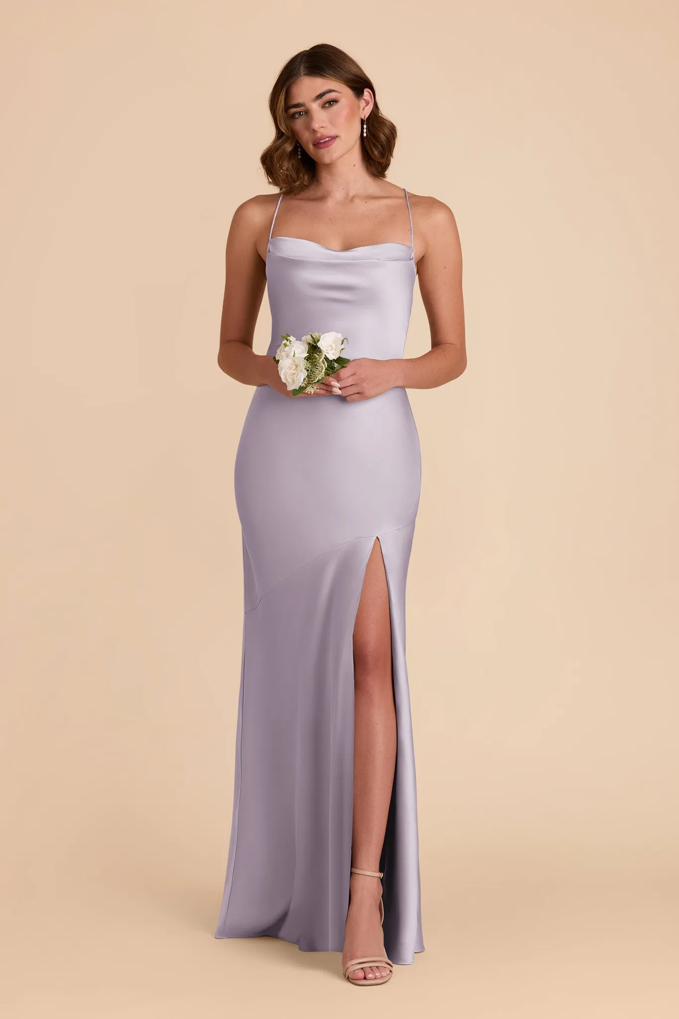 Olivia Matte Satin Dress - Dusty Lilac sold by Birdy Grey product image thumbnail 3