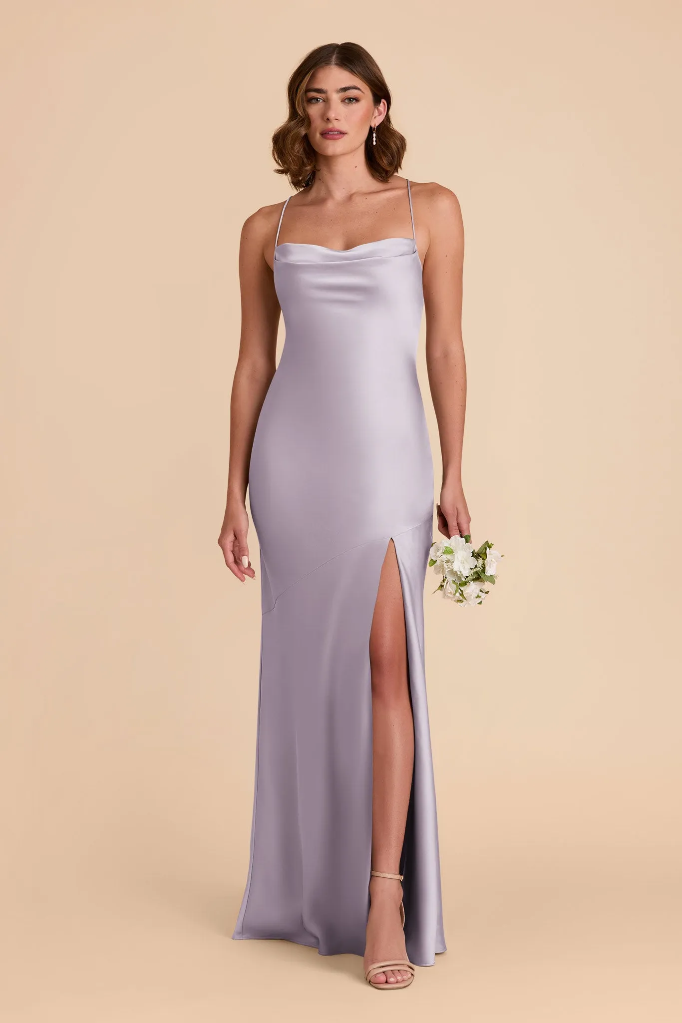 Olivia Matte Satin Dress - Dusty Lilac sold by Birdy Grey