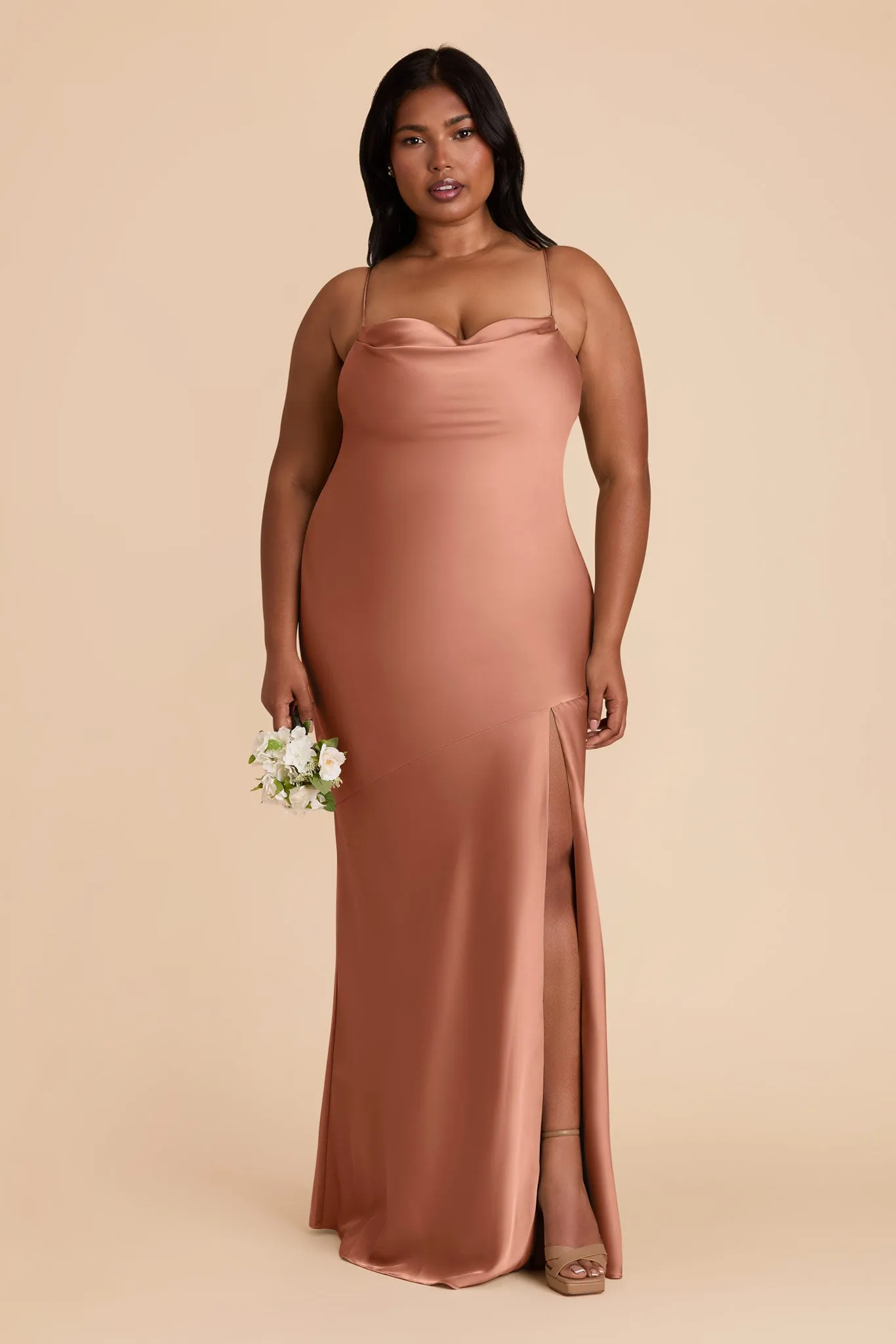Olivia Matte Satin Dress - Desert Rose sold by Birdy Grey product image thumbnail 2