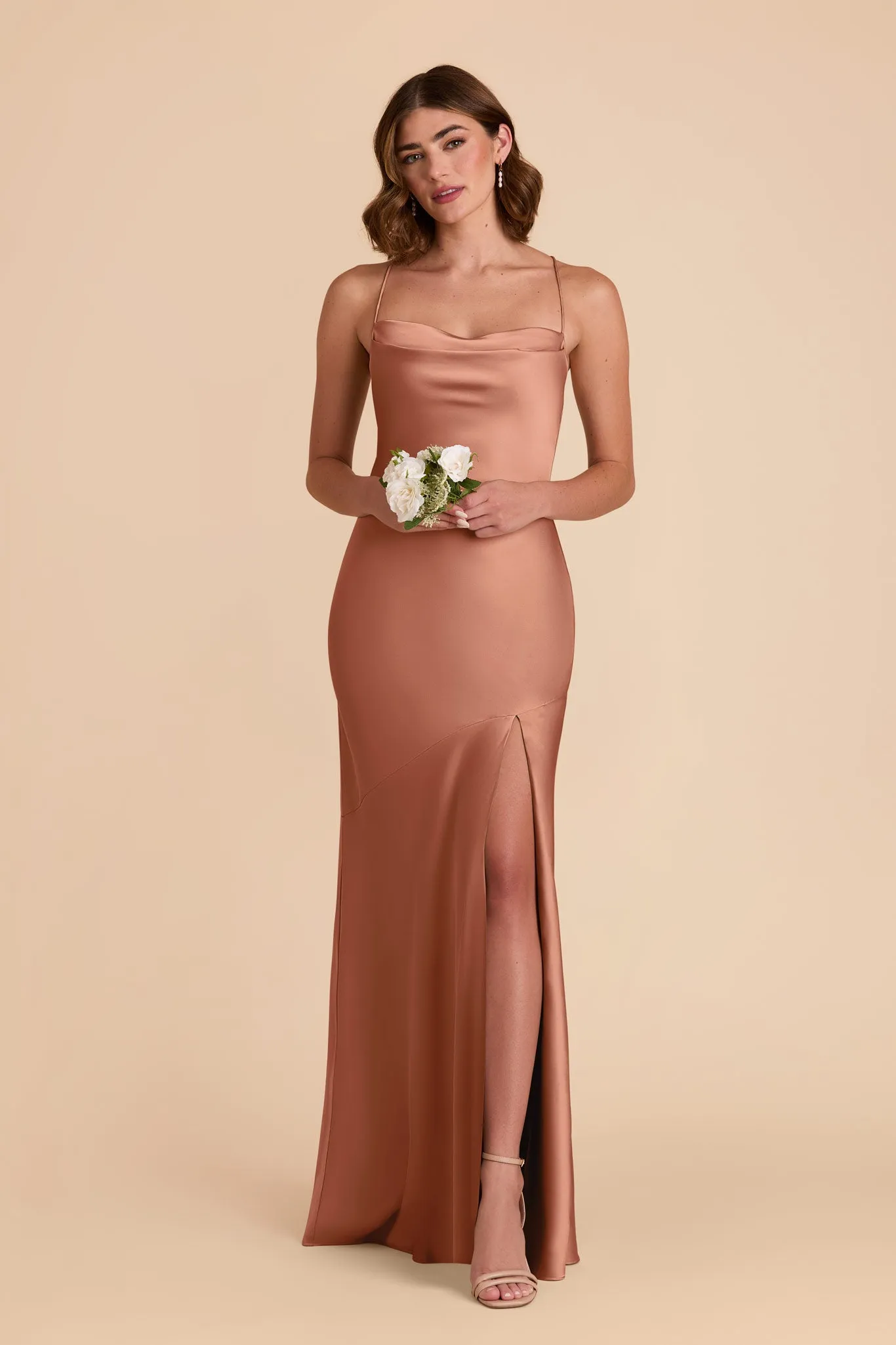 Olivia Matte Satin Dress - Desert Rose sold by Birdy Grey product image thumbnail 3