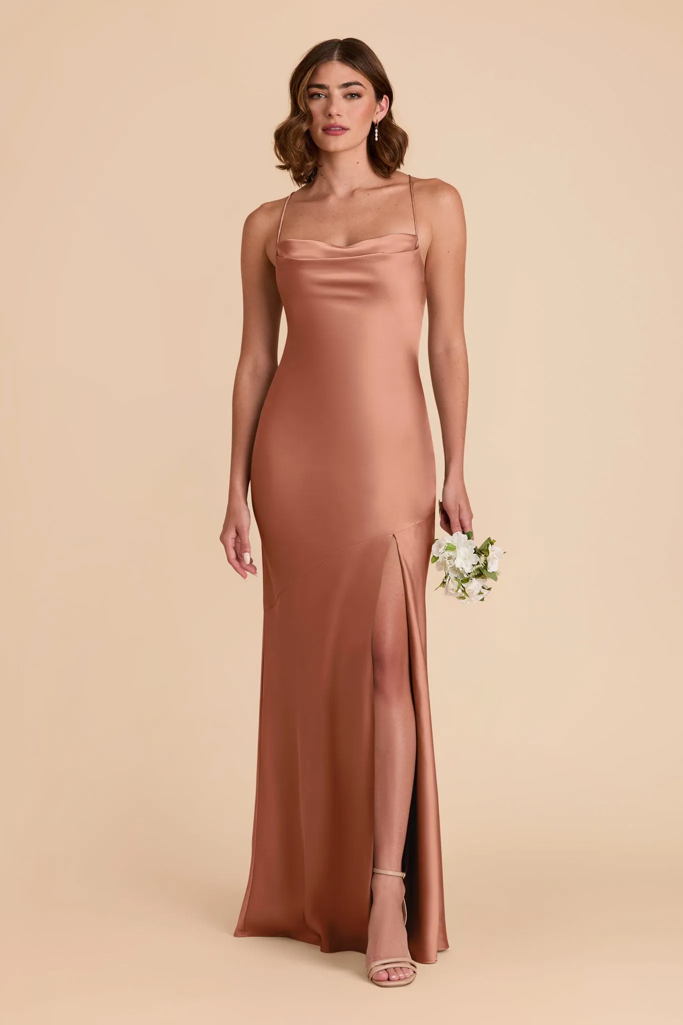 Olivia Matte Satin Dress - Desert Rose sold by Birdy Grey