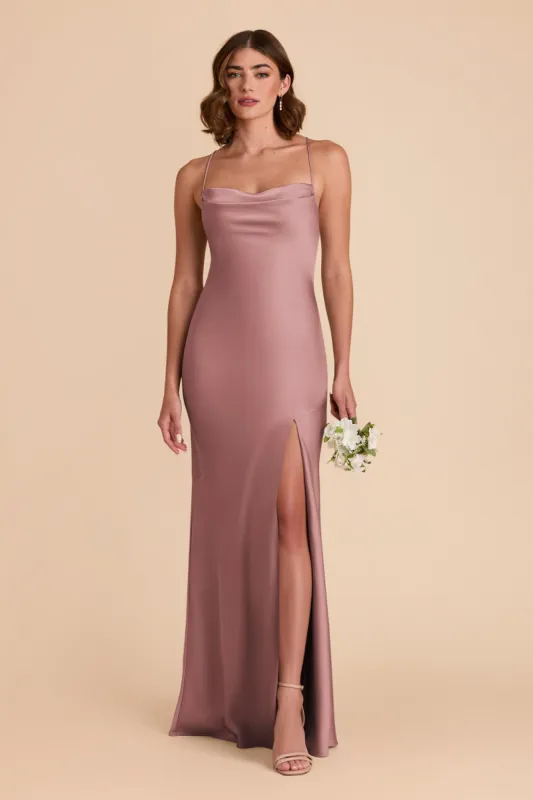 Olivia Matte Satin Dress - Dark Mauve sold by Birdy Grey