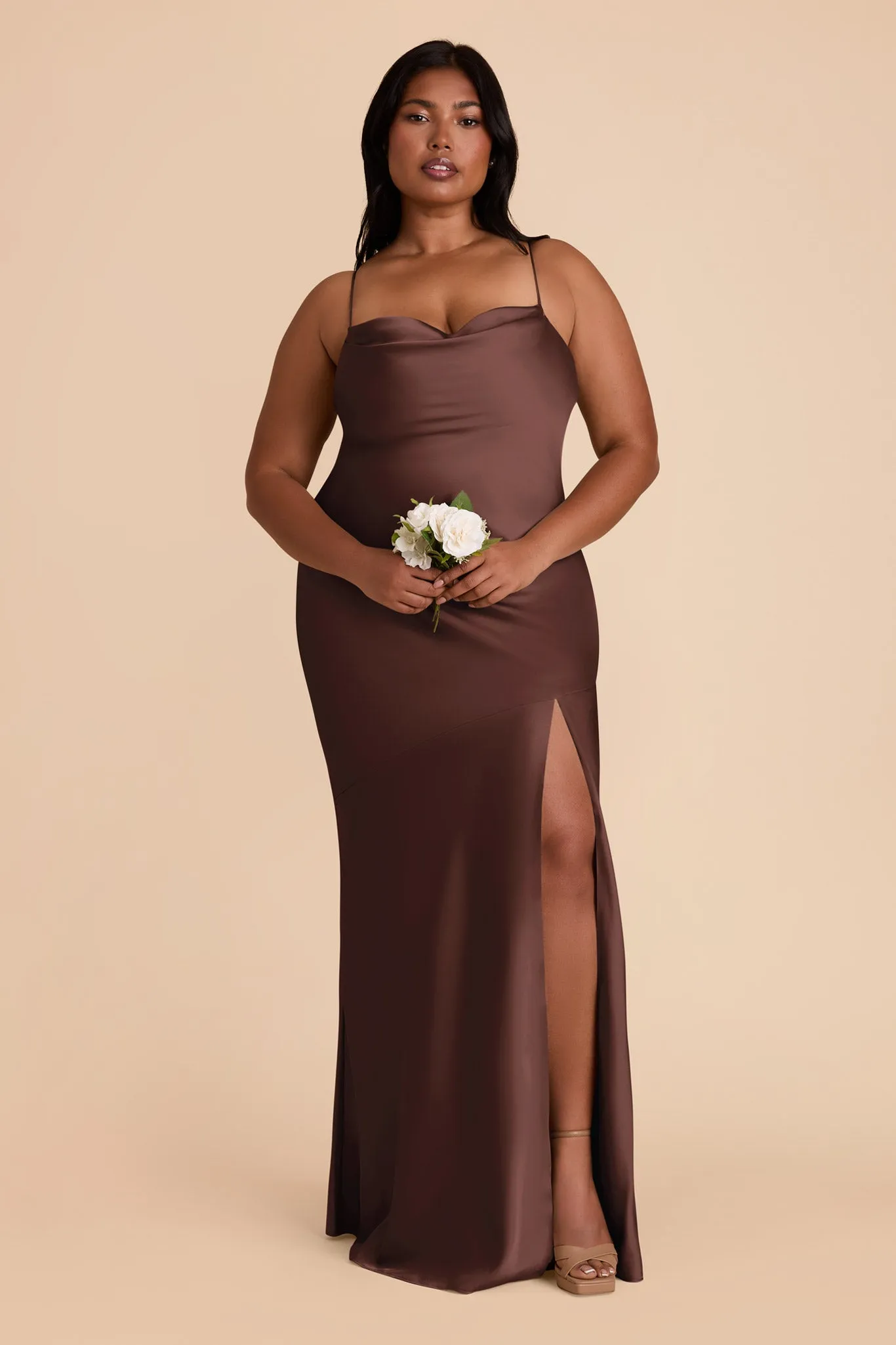 Olivia Matte Satin Dress - Chocolate Brown sold by Birdy Grey product image thumbnail 2
