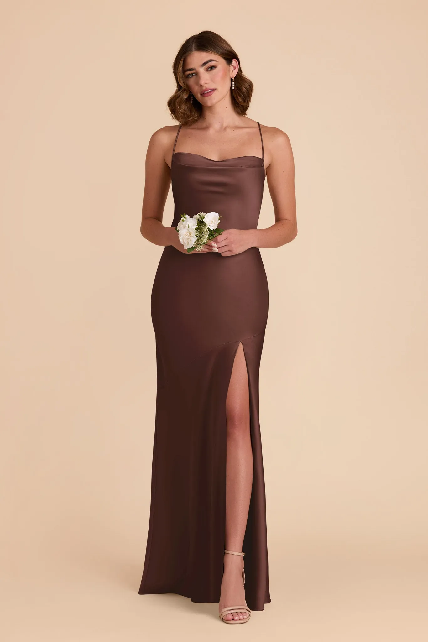 Olivia Matte Satin Dress - Chocolate Brown sold by Birdy Grey product image thumbnail 3