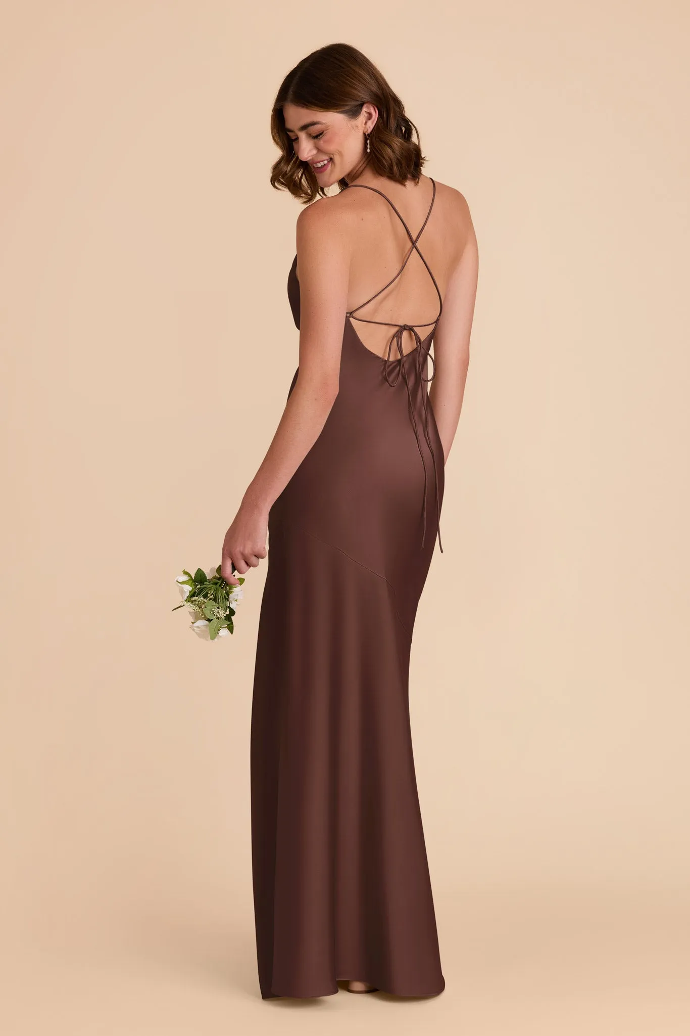Olivia Matte Satin Dress - Chocolate Brown sold by Birdy Grey product image thumbnail 5
