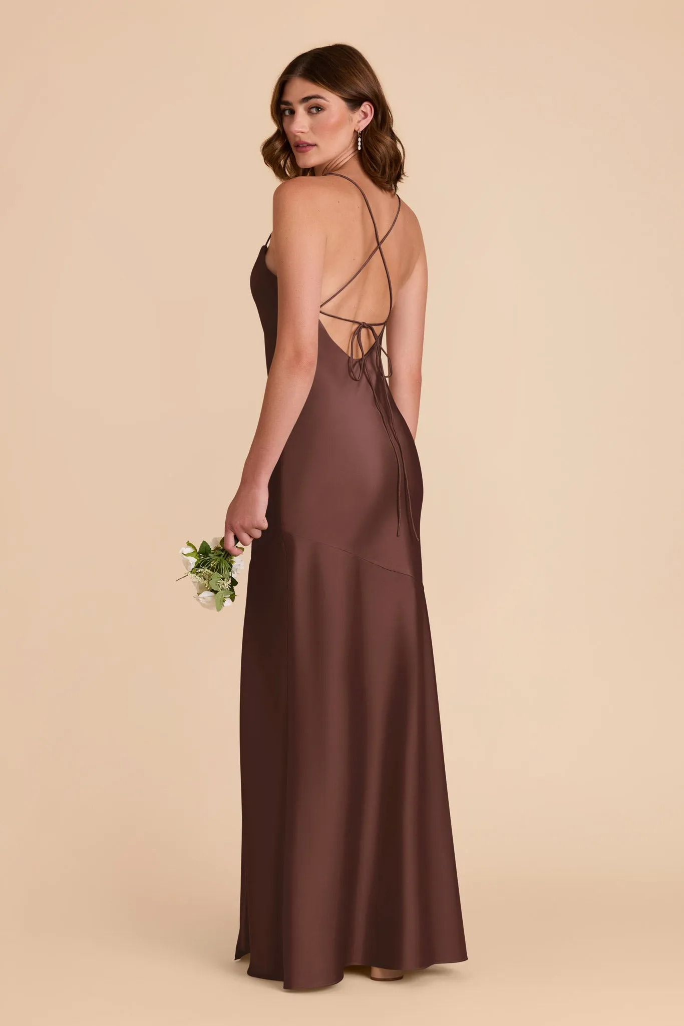 Olivia Matte Satin Dress - Chocolate Brown sold by Birdy Grey product image thumbnail 4