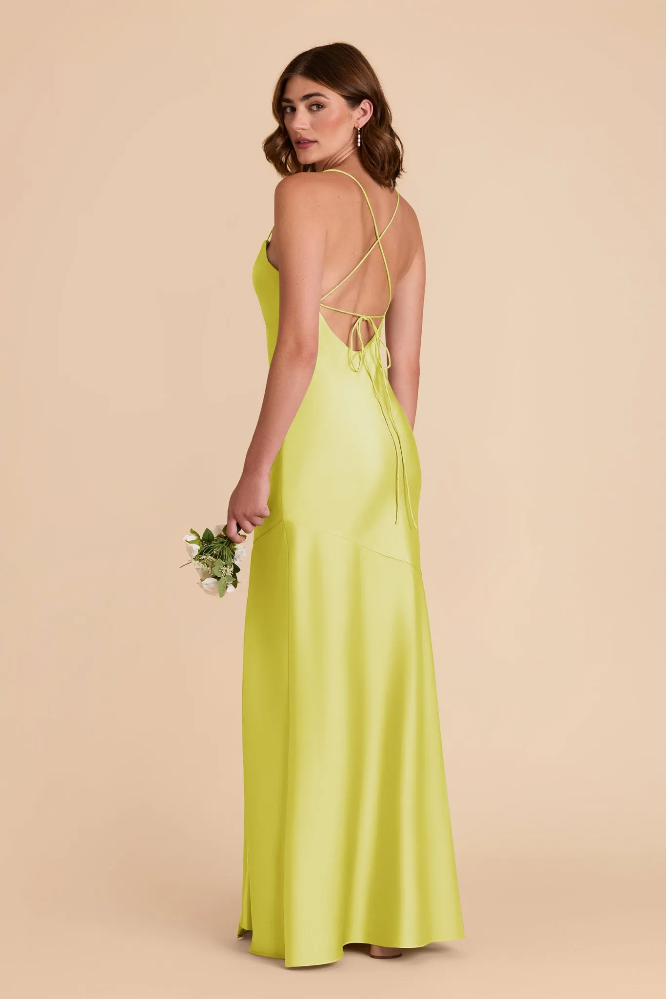 Olivia Matte Satin Dress - Chartreuse sold by Birdy Grey product image thumbnail 4
