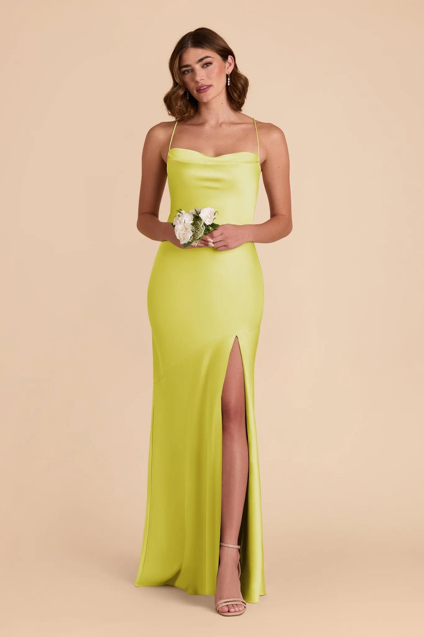 Olivia Matte Satin Dress - Chartreuse sold by Birdy Grey product image thumbnail 3