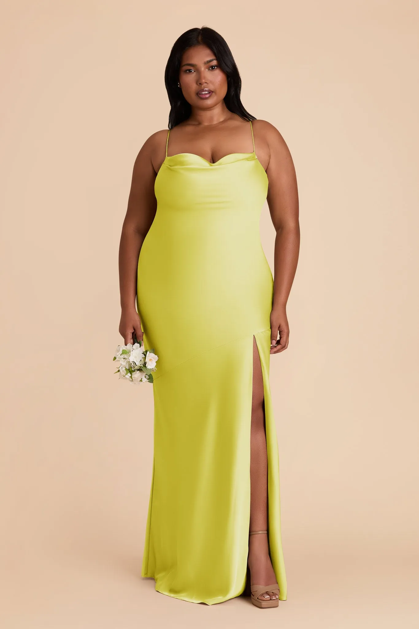 Olivia Matte Satin Dress - Chartreuse sold by Birdy Grey product image thumbnail 2