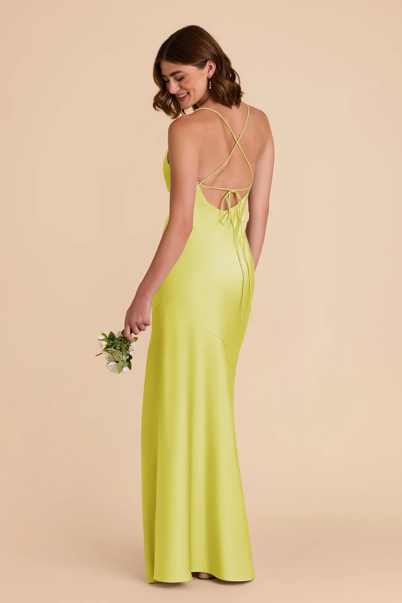 Olivia Matte Satin Dress - Chartreuse sold by Birdy Grey product image thumbnail 5