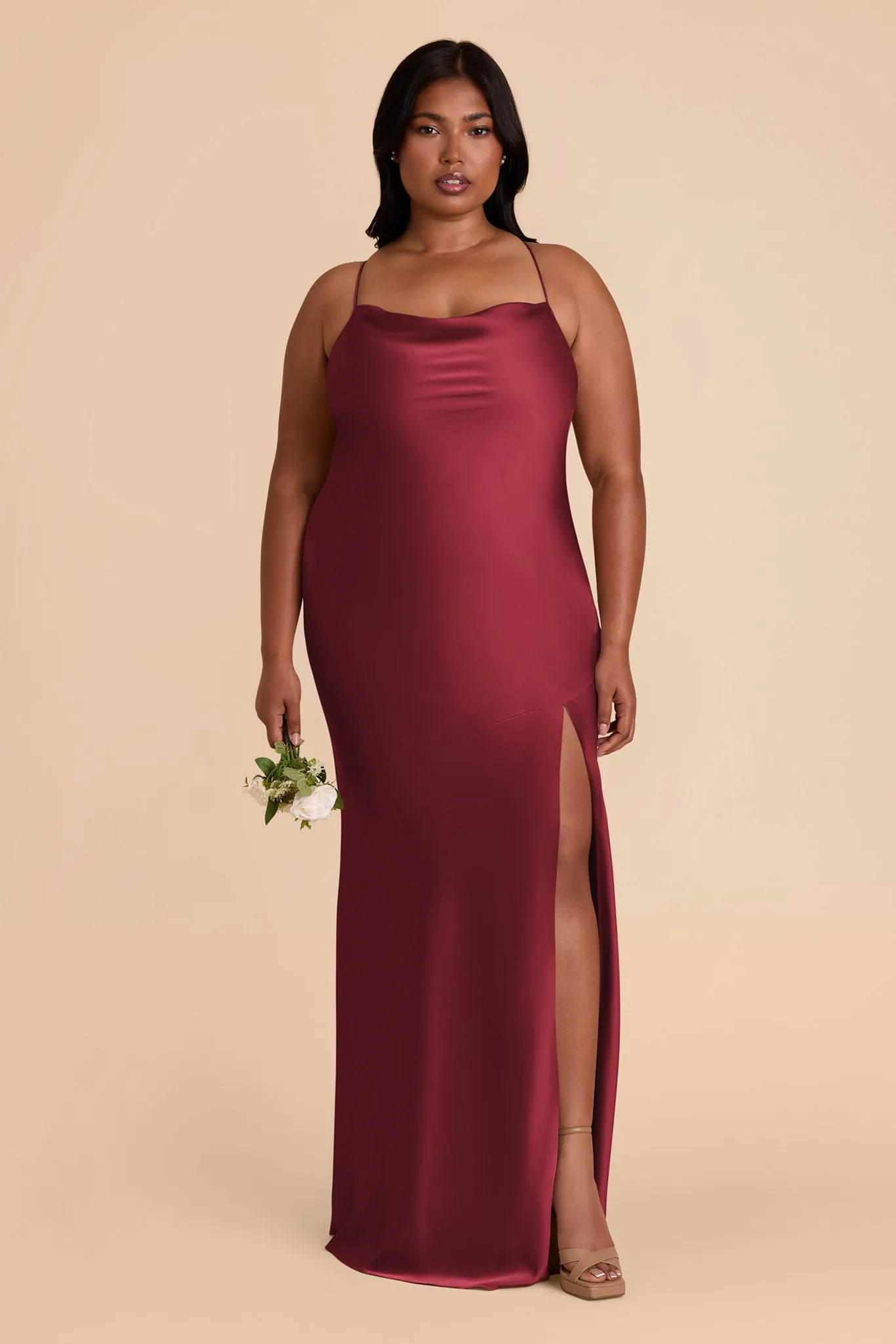 Olivia Matte Satin Dress - Burgundy sold by Birdy Grey product image thumbnail 2