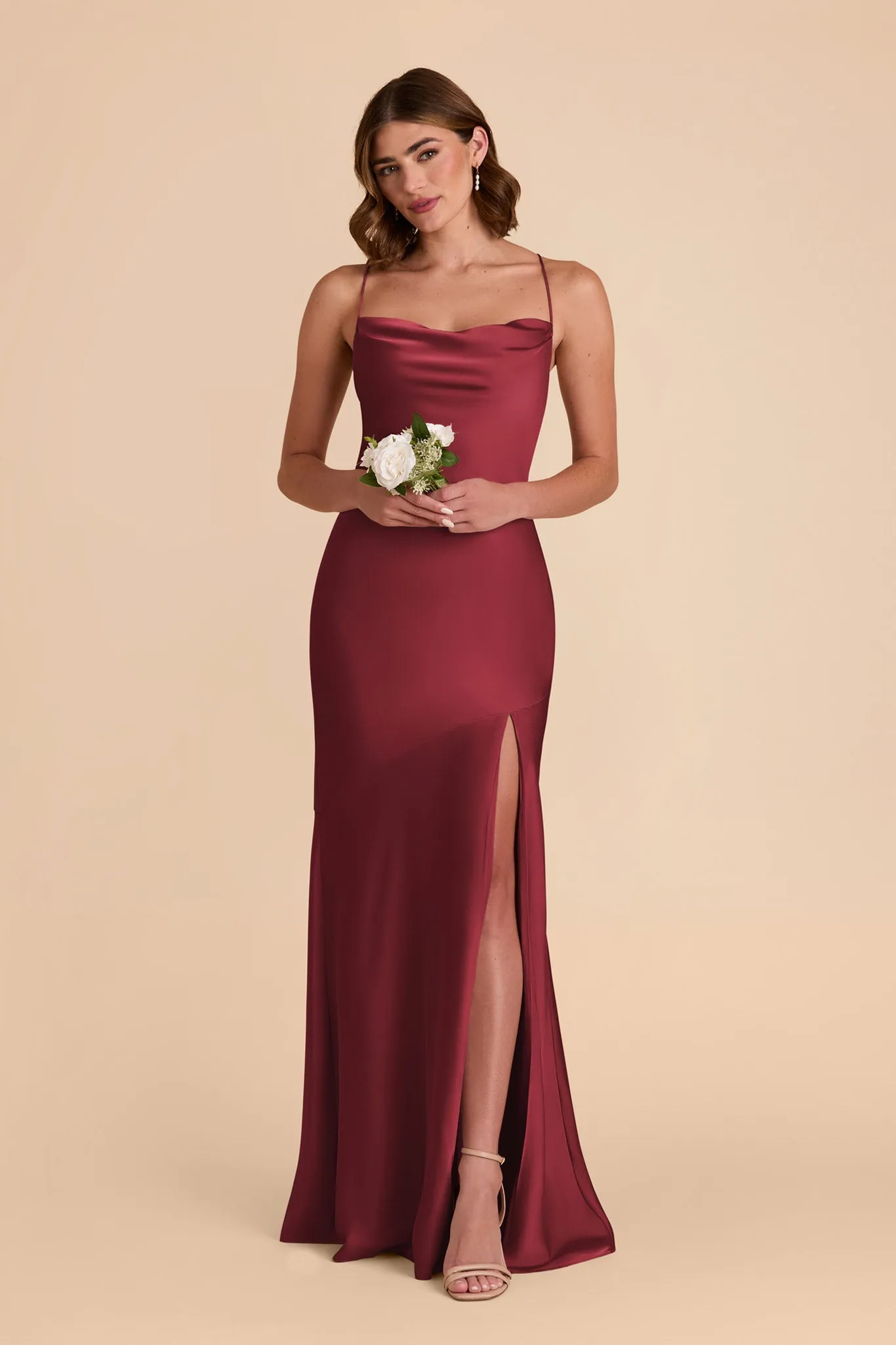 Olivia Matte Satin Dress - Burgundy sold by Birdy Grey product image thumbnail 3