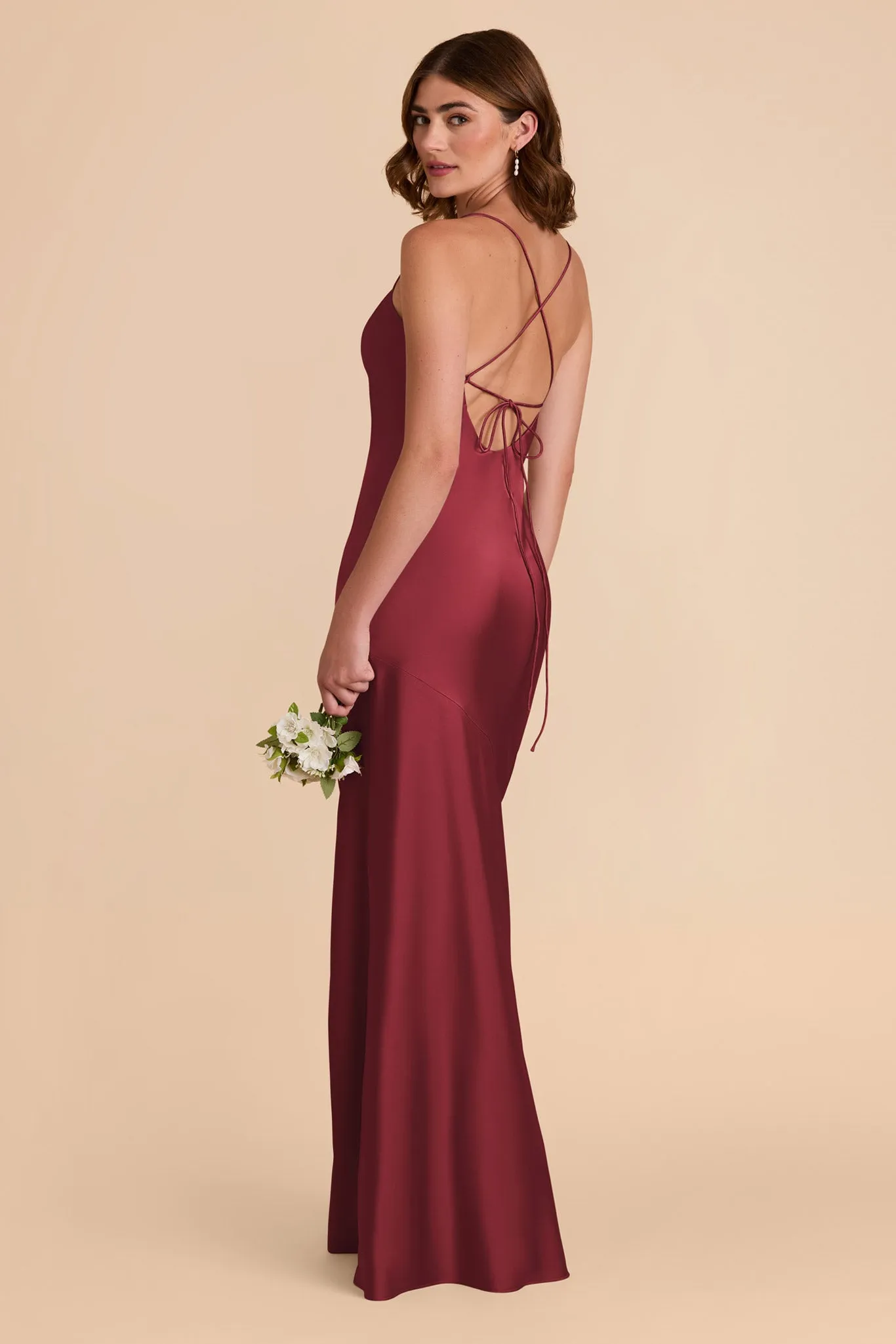 Olivia Matte Satin Dress - Burgundy sold by Birdy Grey product image thumbnail 4