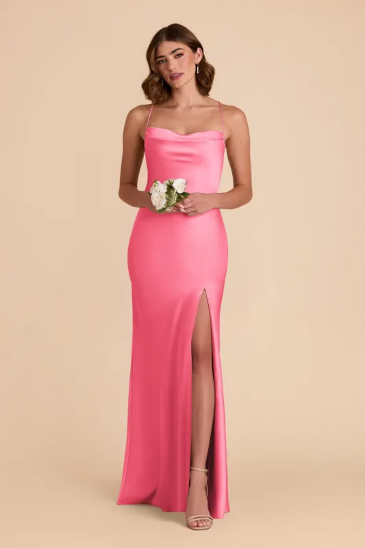 Olivia Matte Satin Dress - Bon Bon Pink sold by Birdy Grey