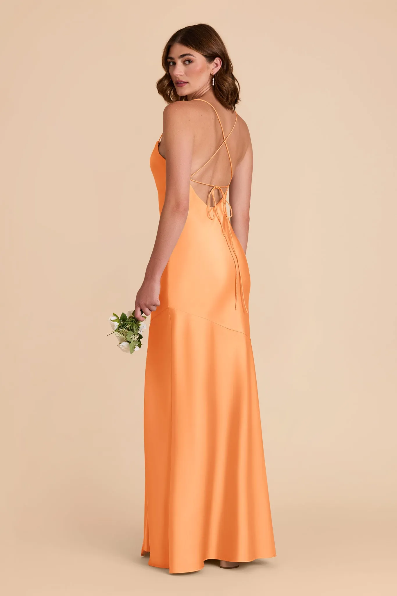 Olivia Matte Satin Dress - Apricot sold by Birdy Grey product image thumbnail 4
