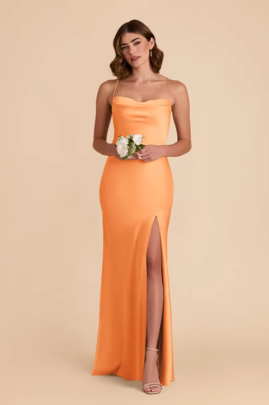 Olivia Matte Satin Dress - Apricot sold by Birdy Grey