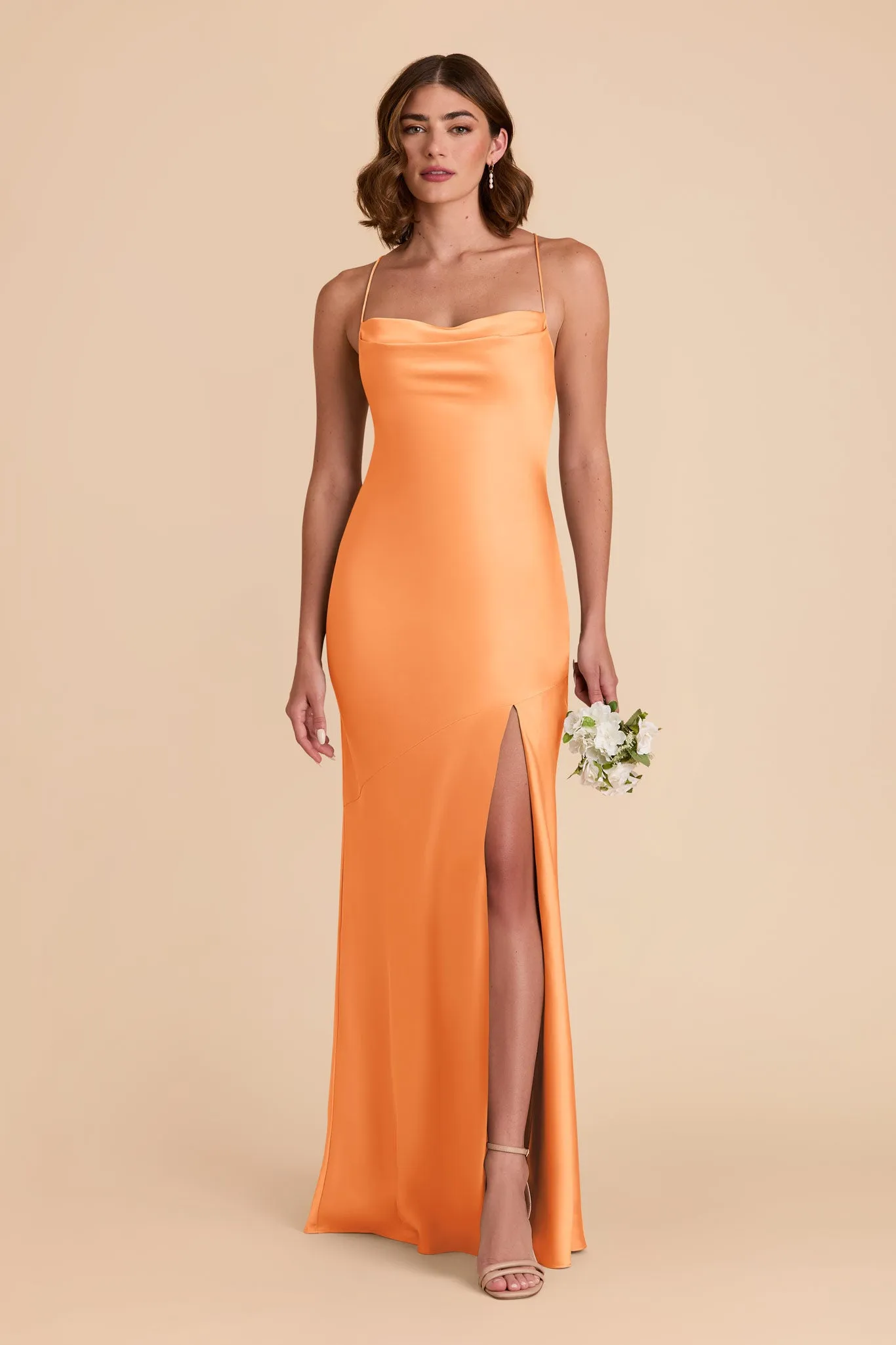 Olivia Matte Satin Dress - Apricot sold by Birdy Grey product image thumbnail 3