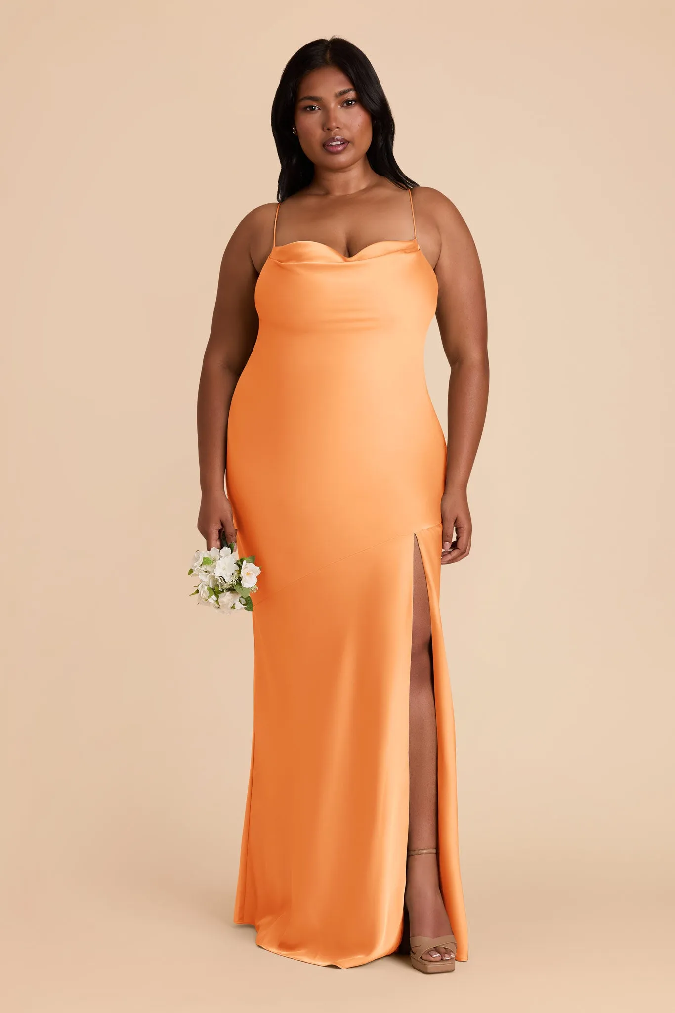 Olivia Matte Satin Dress - Apricot sold by Birdy Grey product image thumbnail 2