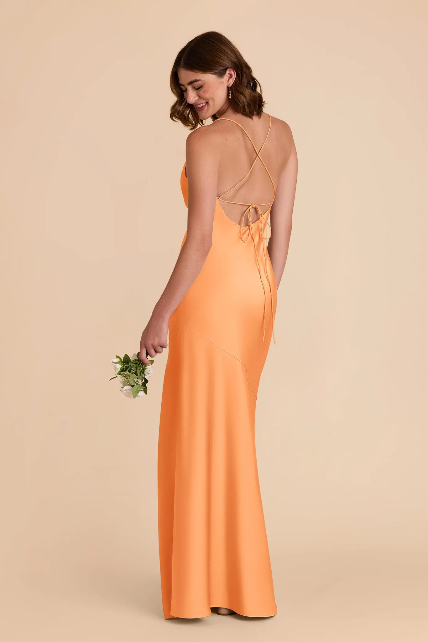 Olivia Matte Satin Dress - Apricot sold by Birdy Grey product image thumbnail 5