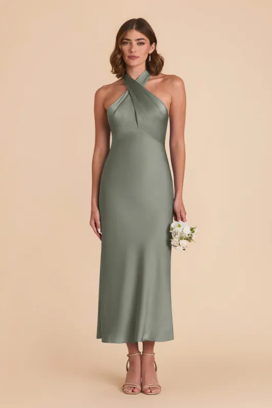 Monique Matte Satin Dress - Sea Glass sold by Birdy Grey