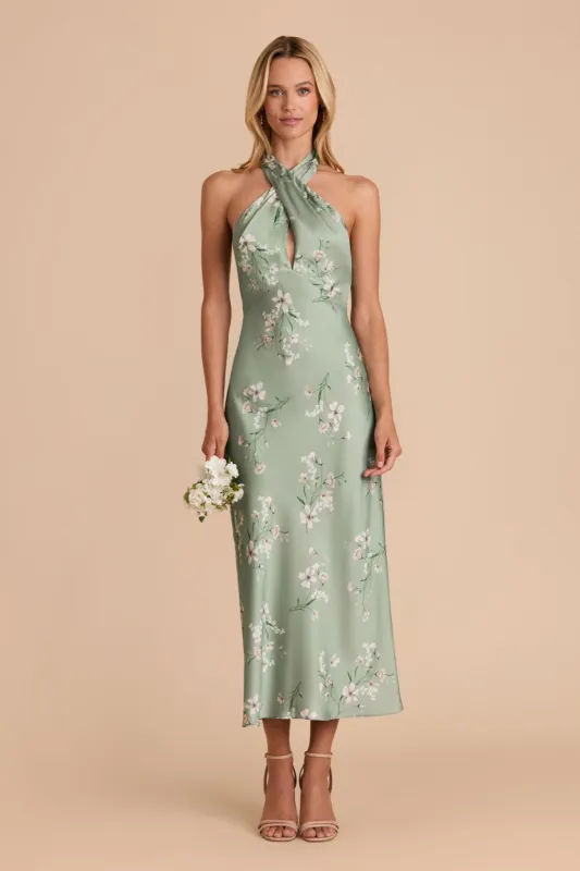 Monique Matte Satin Dress - Sage Le Fleur sold by Birdy Grey