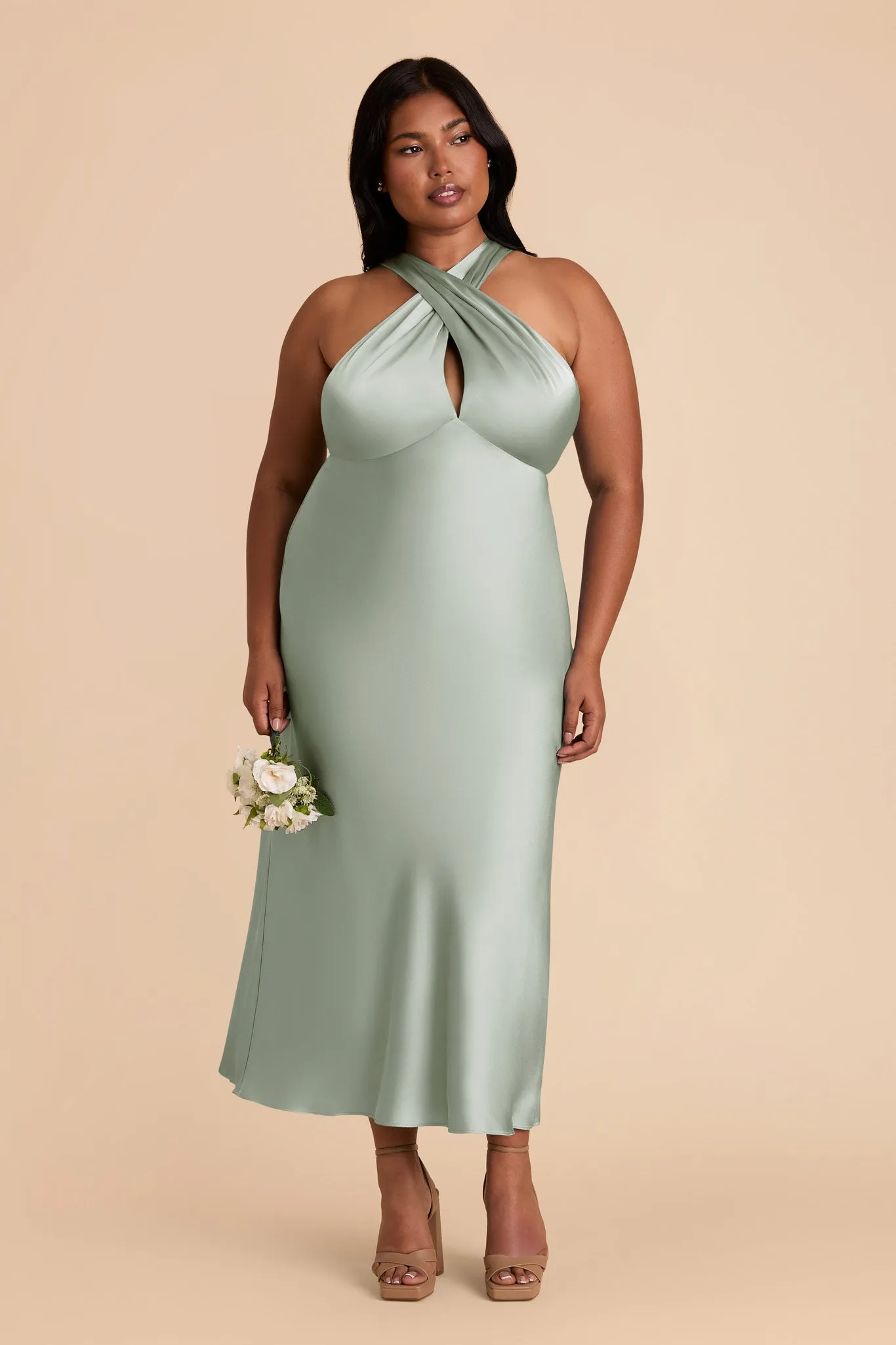 Monique Matte Satin Dress - Sage sold by Birdy Grey product image thumbnail 2
