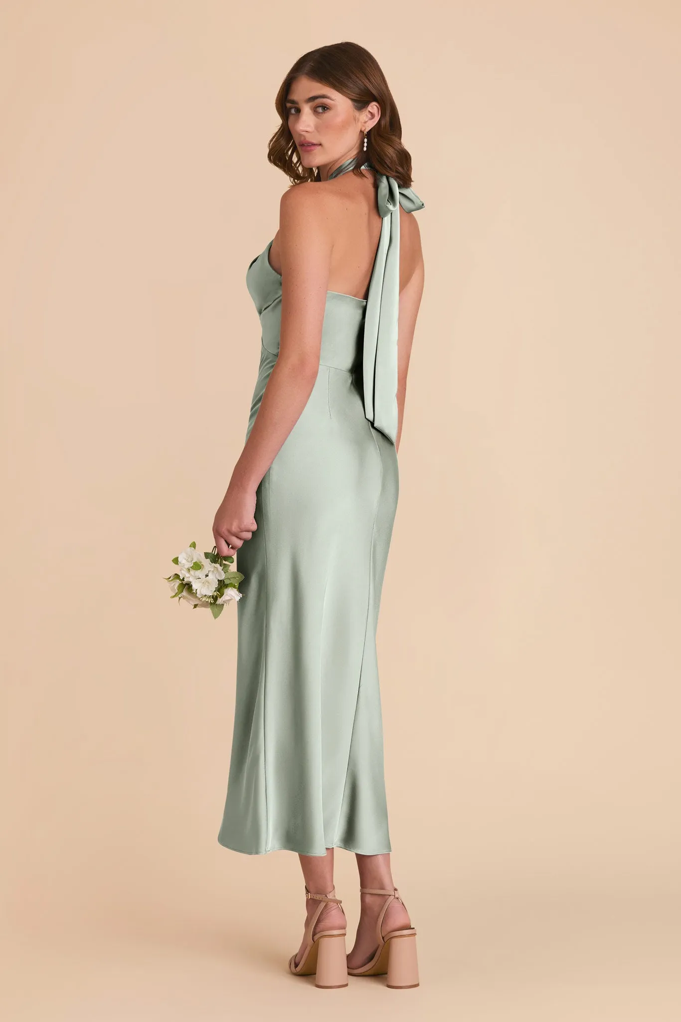 Monique Matte Satin Dress - Sage sold by Birdy Grey product image thumbnail 4