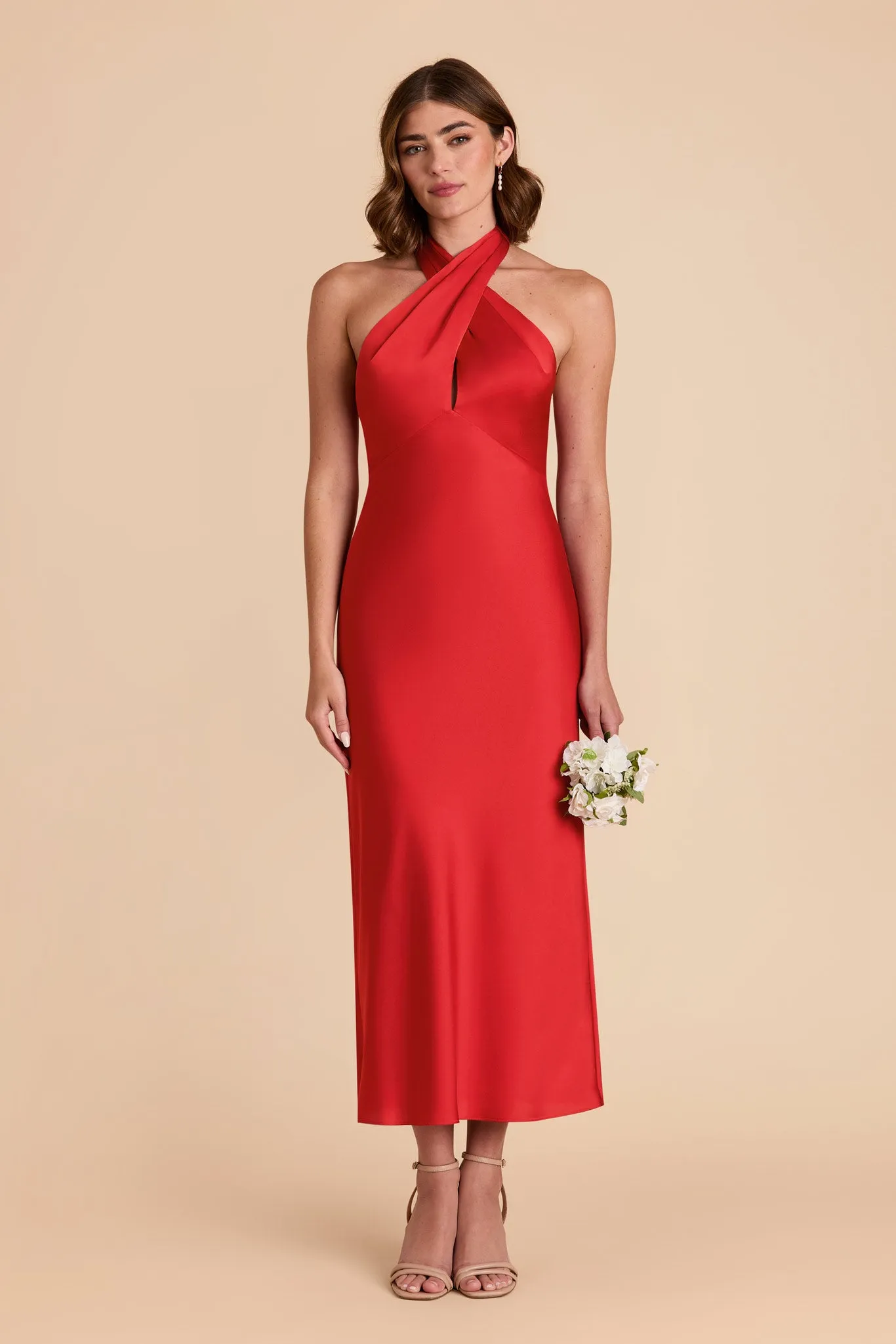 Monique Matte Satin Dress - Ruby Red sold by Birdy Grey