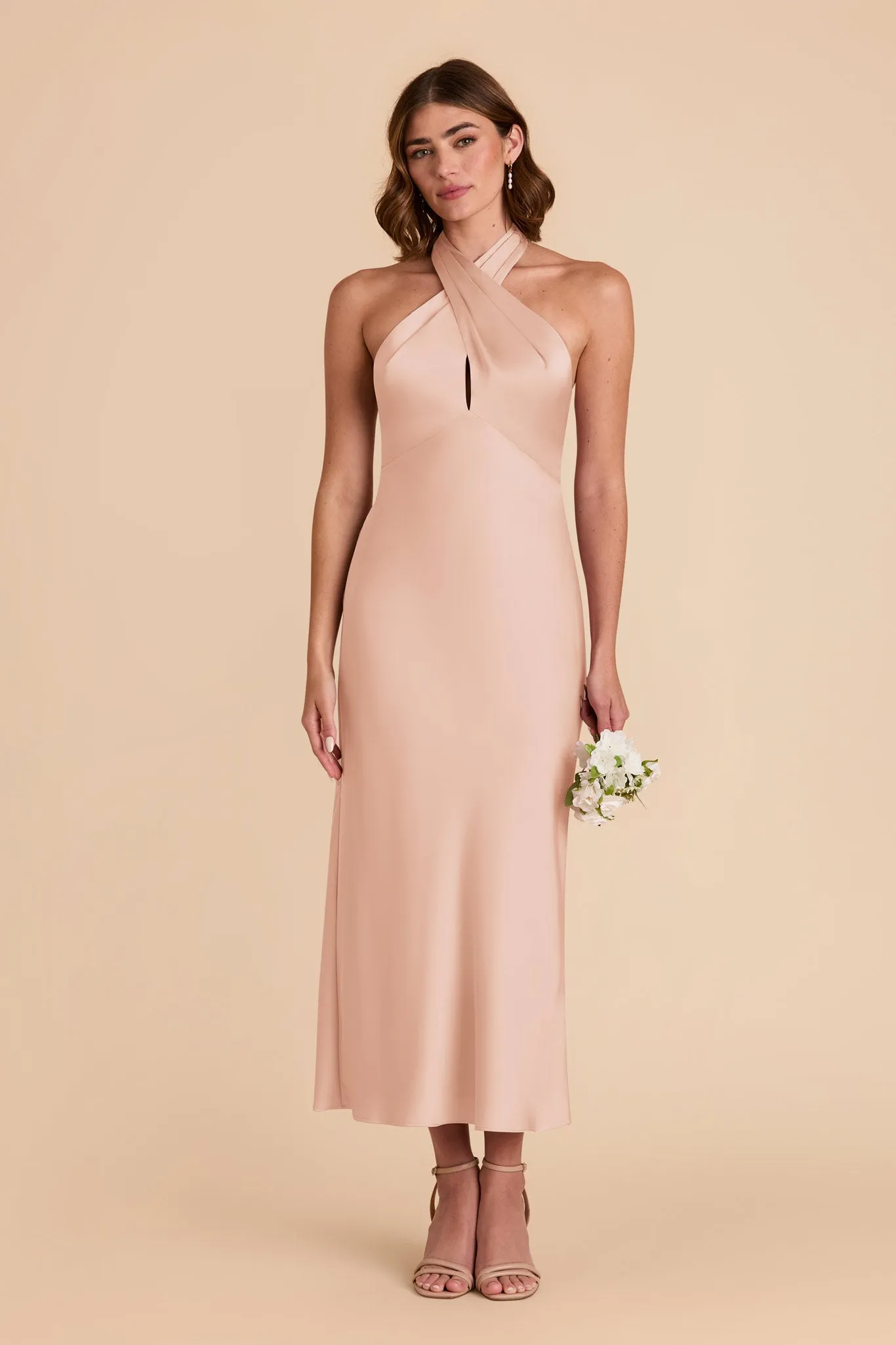 Monique Matte Satin Dress - Rose Gold sold by Birdy Grey