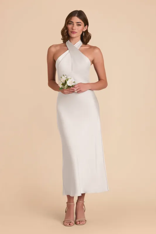 Monique Matte Satin Dress - Platinum sold by Birdy Grey