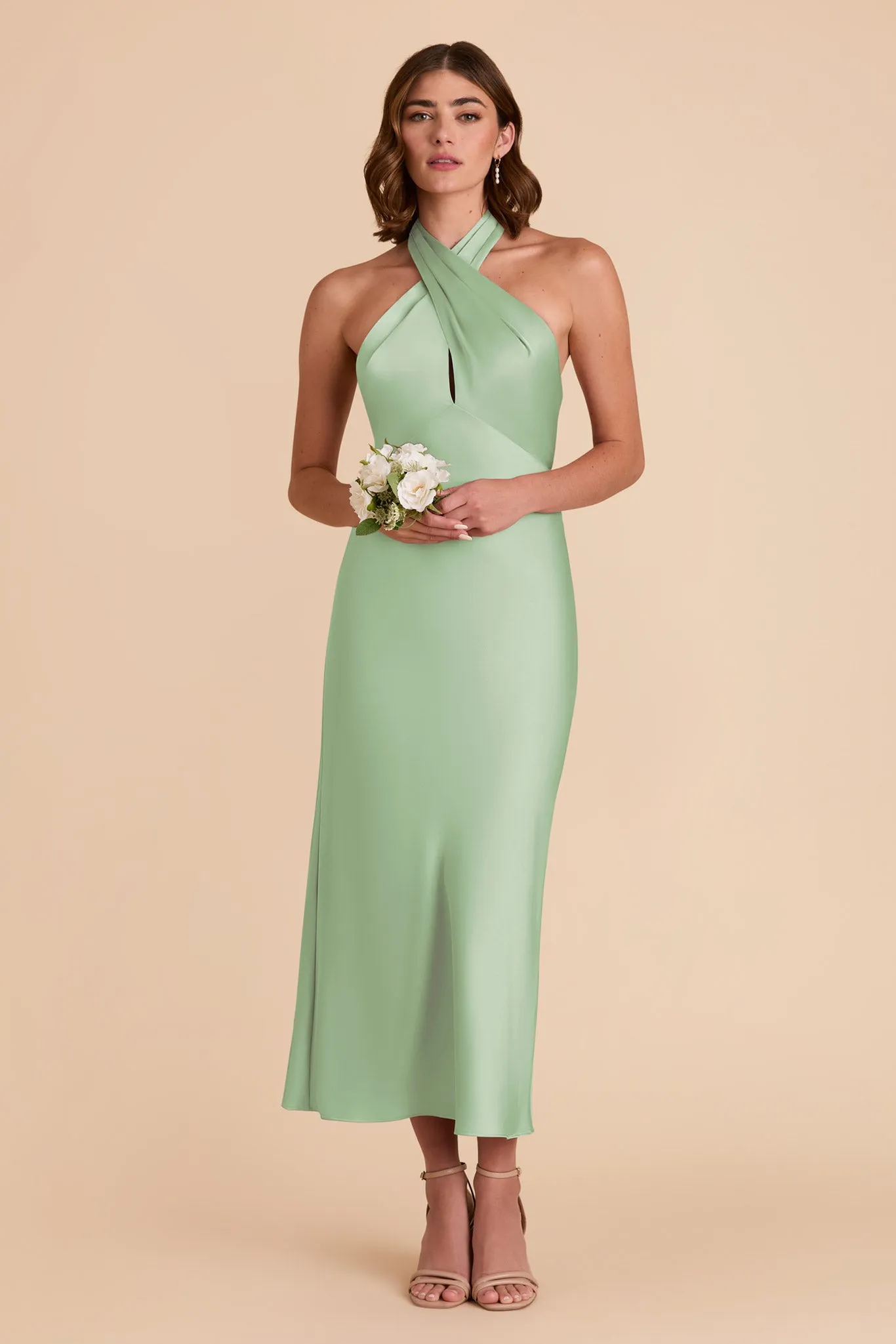 Monique Matte Satin Dress - Pistachio sold by Birdy Grey product image thumbnail 3