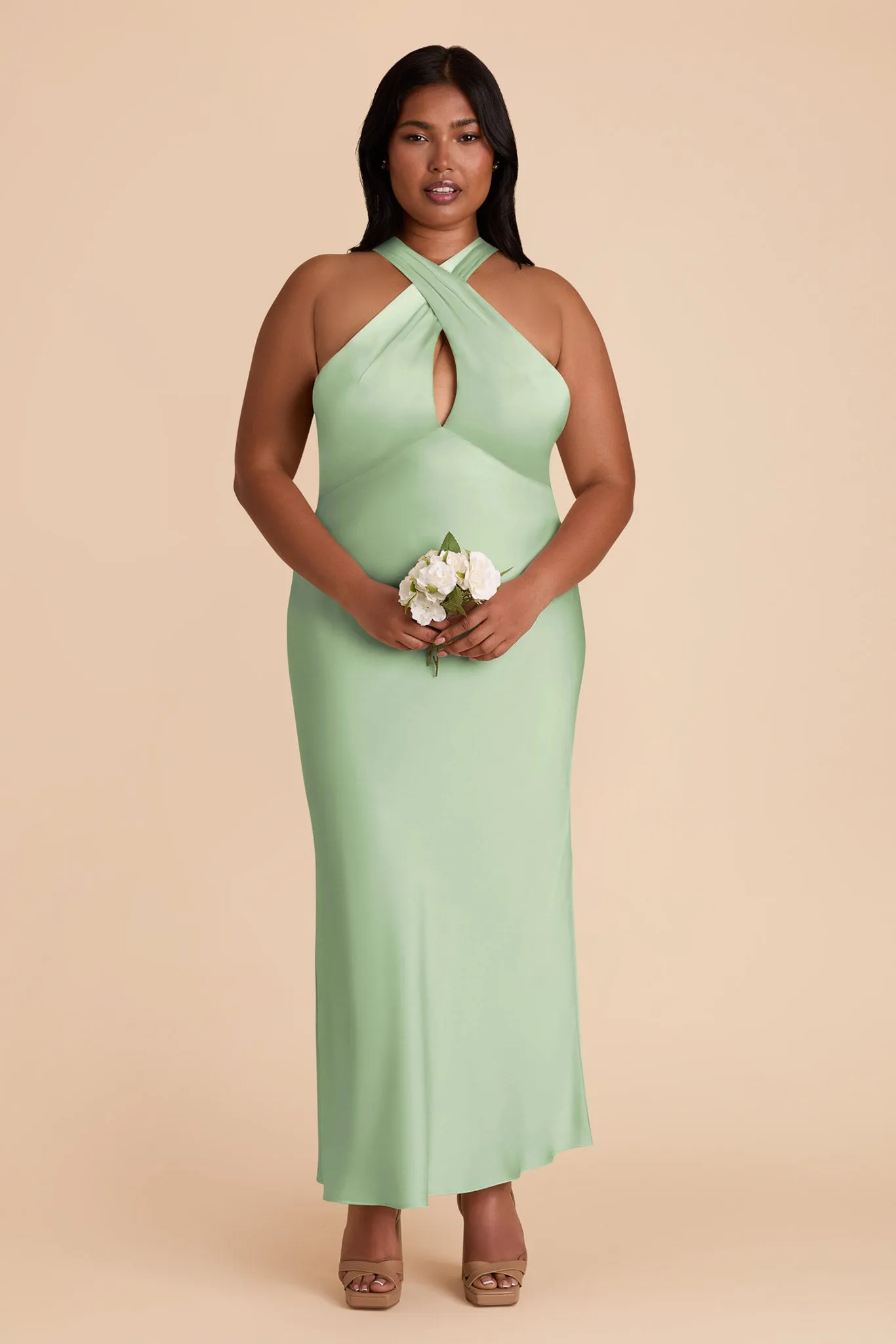 Monique Matte Satin Dress - Pistachio sold by Birdy Grey product image thumbnail 2