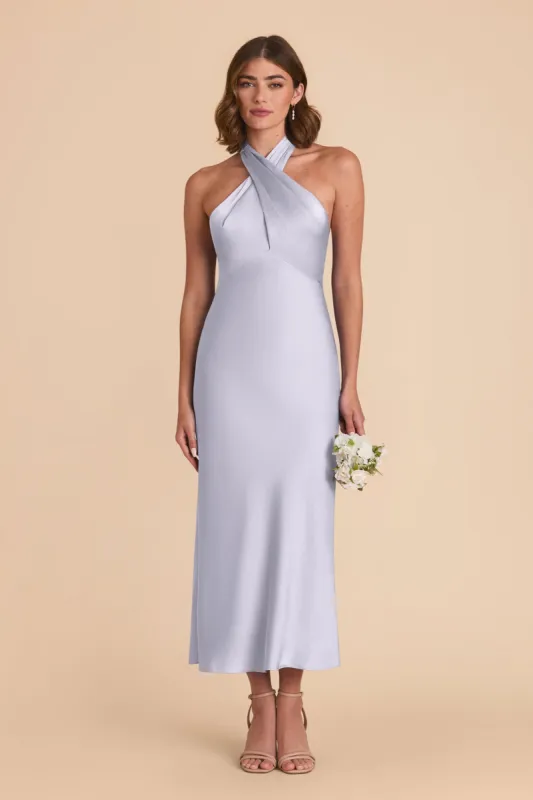 Monique Matte Satin Dress - Periwinkle Blue sold by Birdy Grey