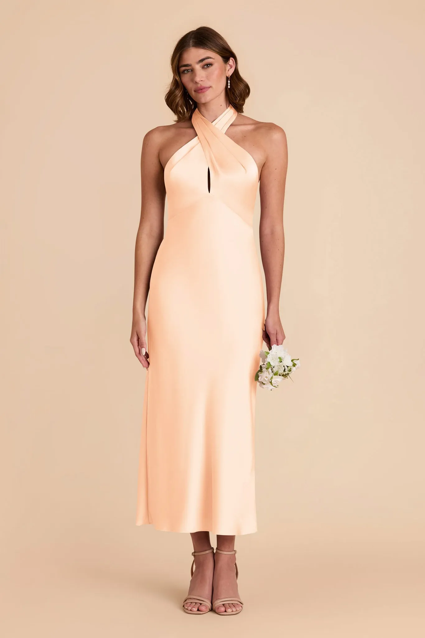 Monique Matte Satin Dress - Peach Cream sold by Birdy Grey product image thumbnail 3