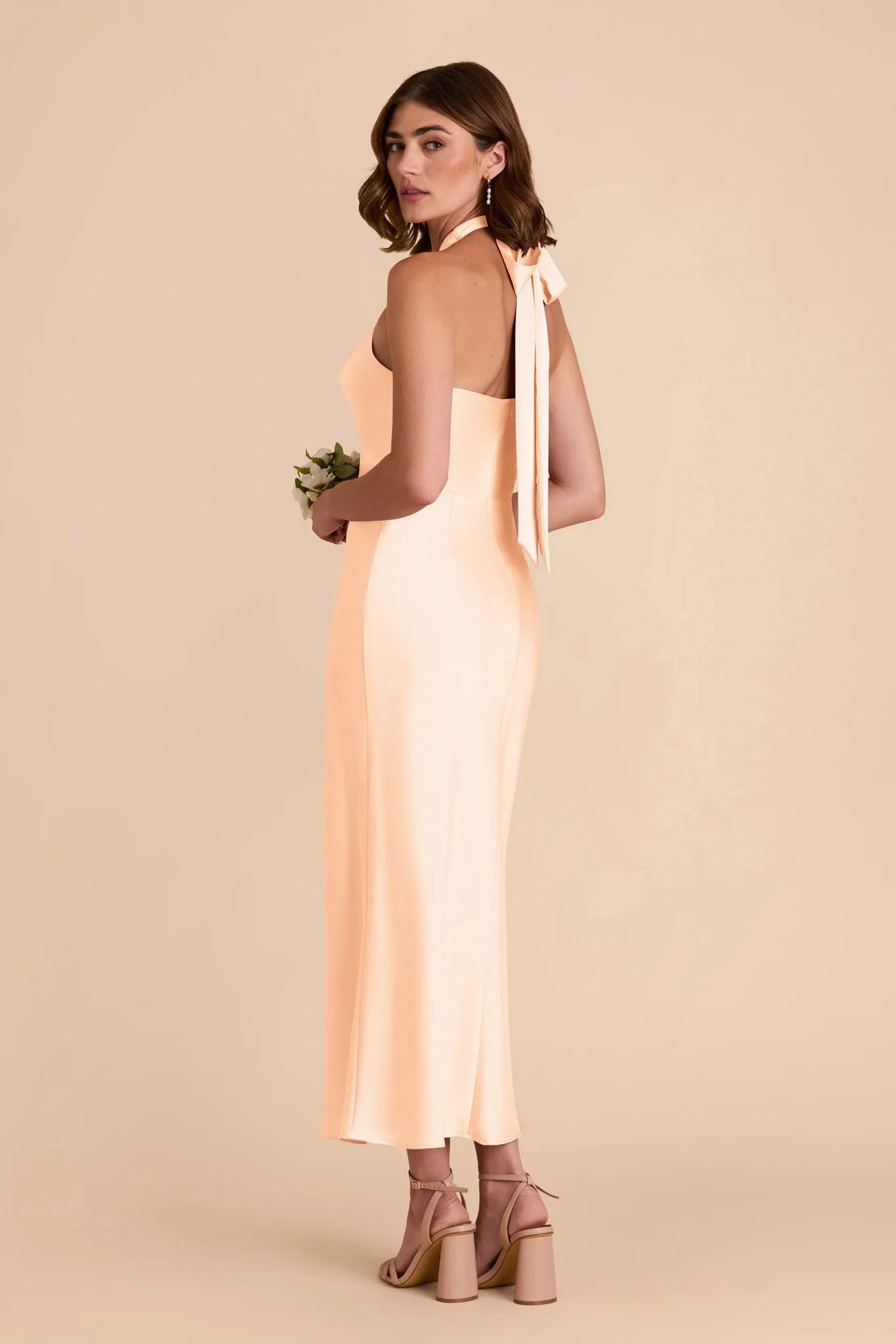 Monique Matte Satin Dress - Peach Cream sold by Birdy Grey product image thumbnail 5