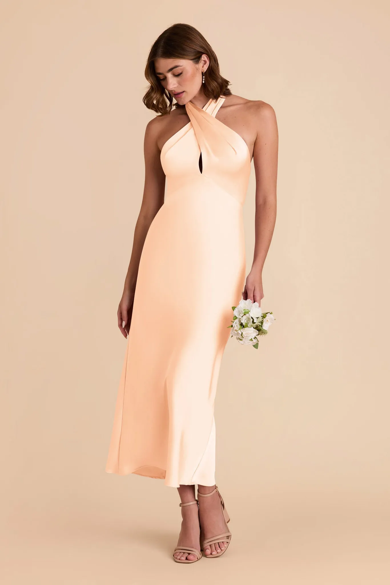Monique Matte Satin Dress - Peach Cream sold by Birdy Grey product image thumbnail 4