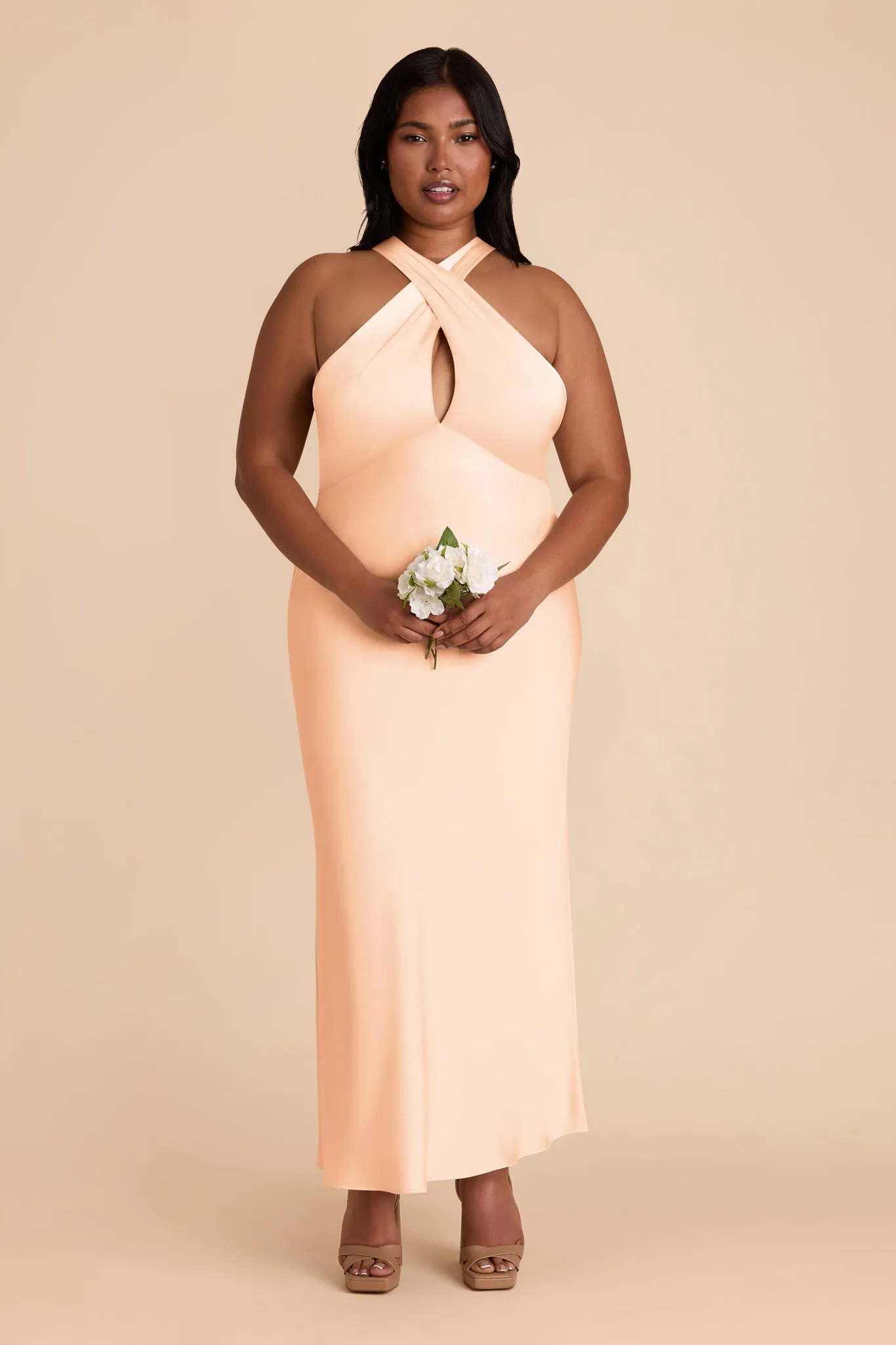 Monique Matte Satin Dress - Peach Cream sold by Birdy Grey product image thumbnail 2