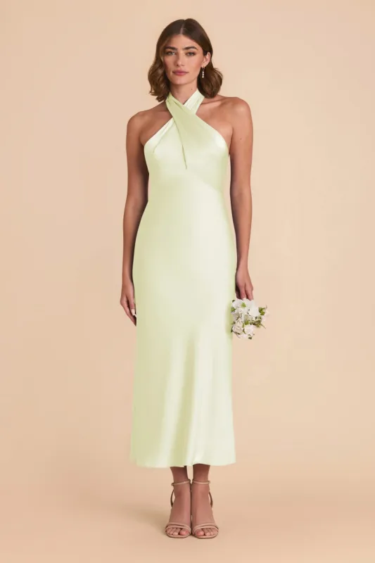Monique Matte Satin Dress - Pale Pistachio sold by Birdy Grey