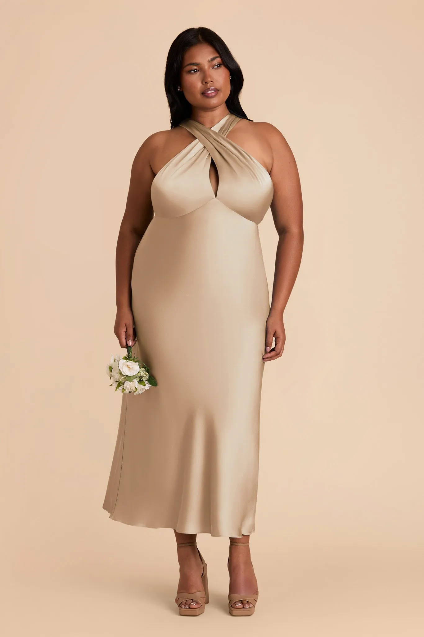 Monique Matte Satin Dress - Neutral Champagne sold by Birdy Grey product image thumbnail 2