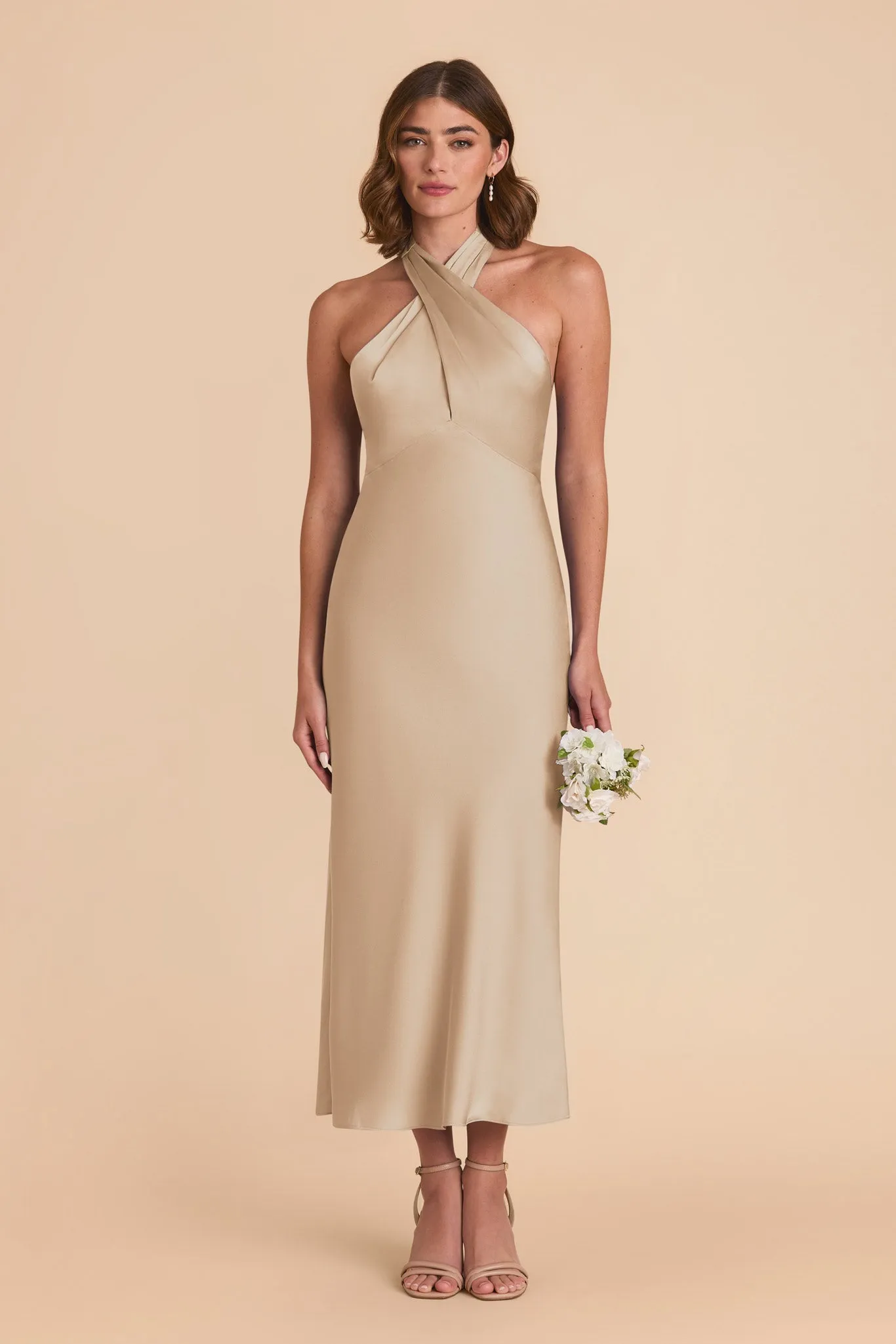 Monique Matte Satin Dress - Neutral Champagne sold by Birdy Grey product image thumbnail 3