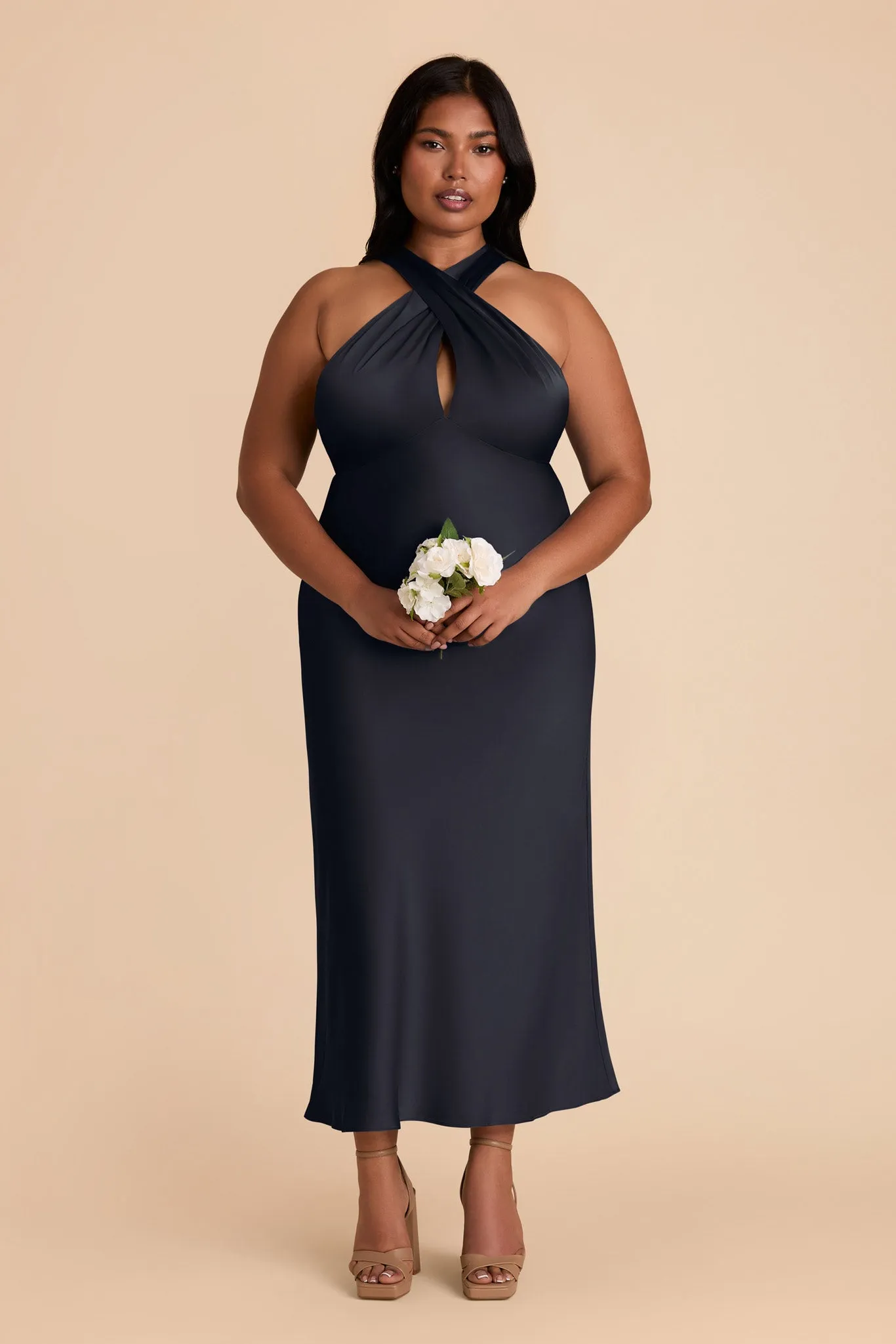 Monique Matte Satin Dress - Navy sold by Birdy Grey product image thumbnail 2