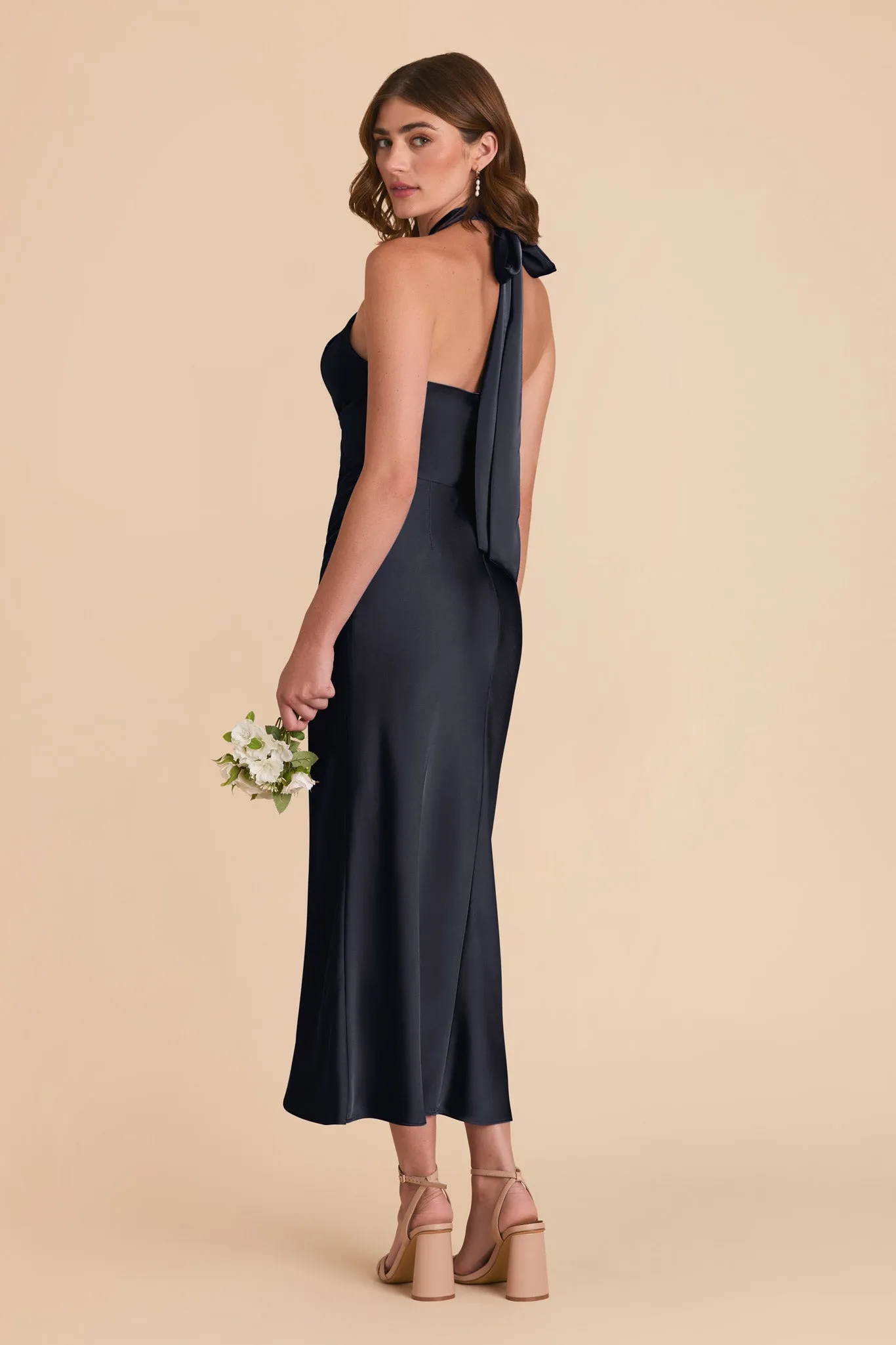 Monique Matte Satin Dress - Navy sold by Birdy Grey product image thumbnail 4