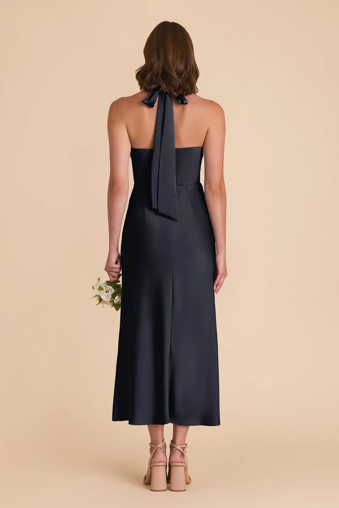 Monique Matte Satin Dress - Navy sold by Birdy Grey product image thumbnail 5