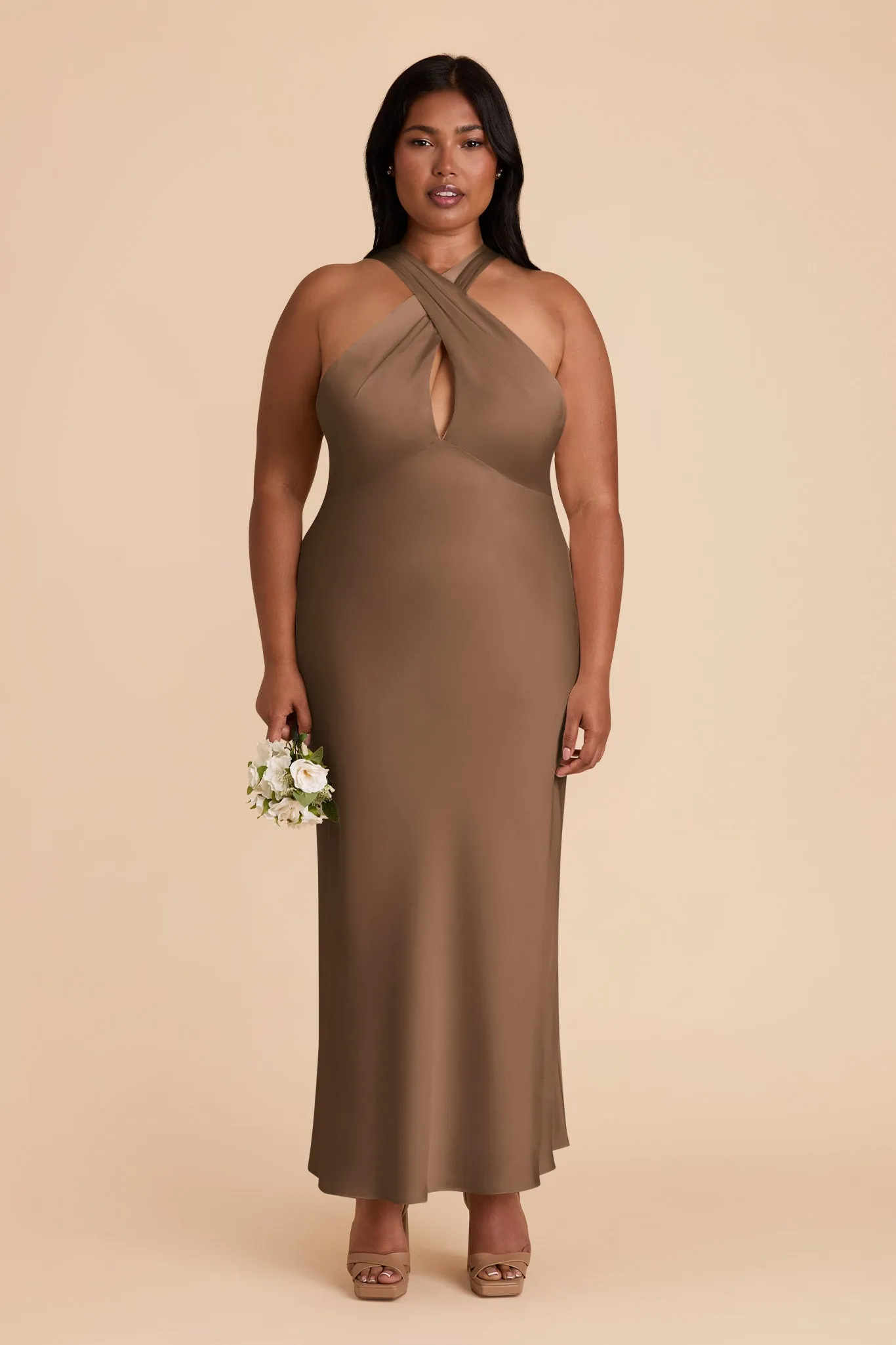 Monique Matte Satin Dress - Mocha sold by Birdy Grey product image thumbnail 2