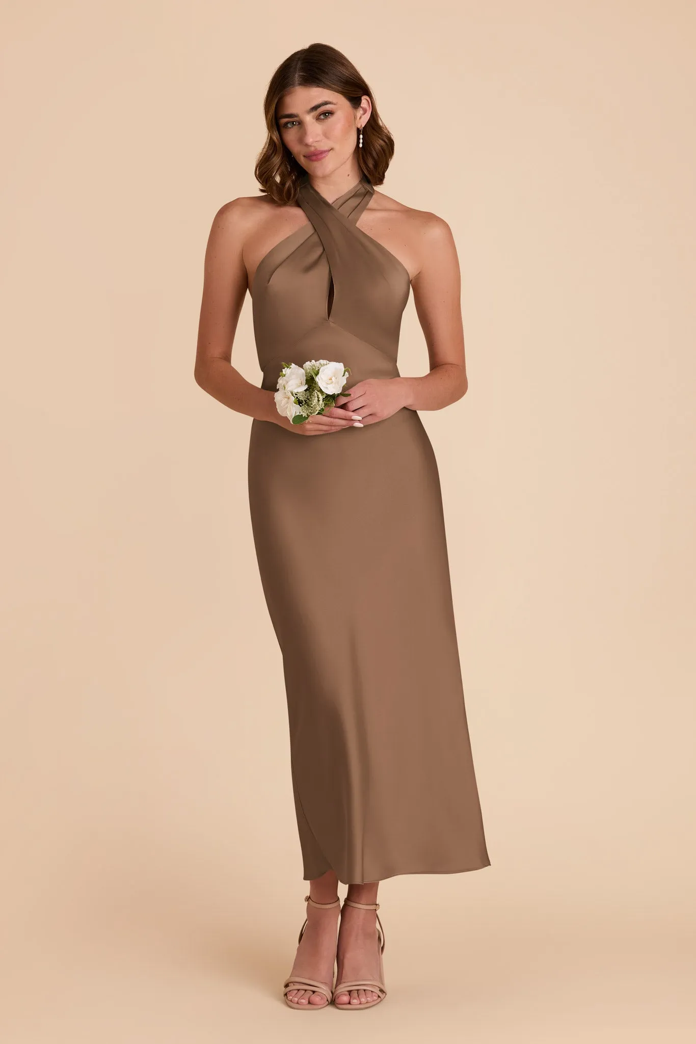 Monique Matte Satin Dress - Mocha sold by Birdy Grey product image thumbnail 3