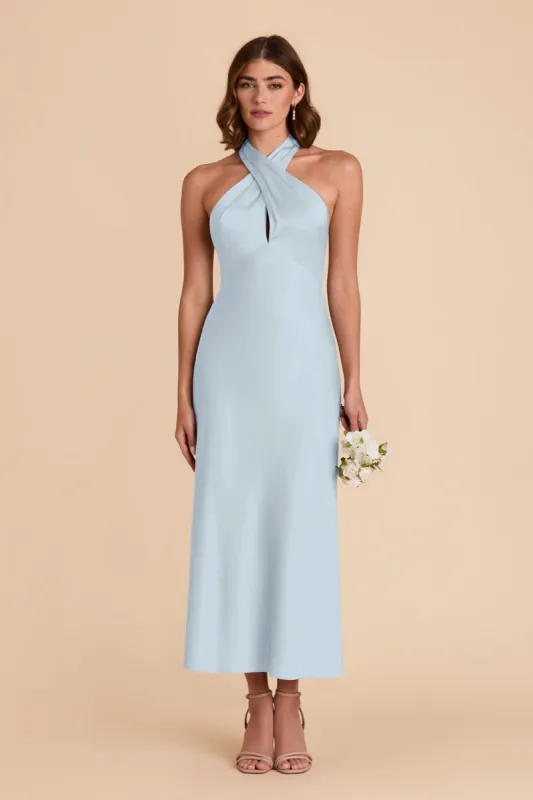Monique Matte Satin Dress - Mist Blue sold by Birdy Grey