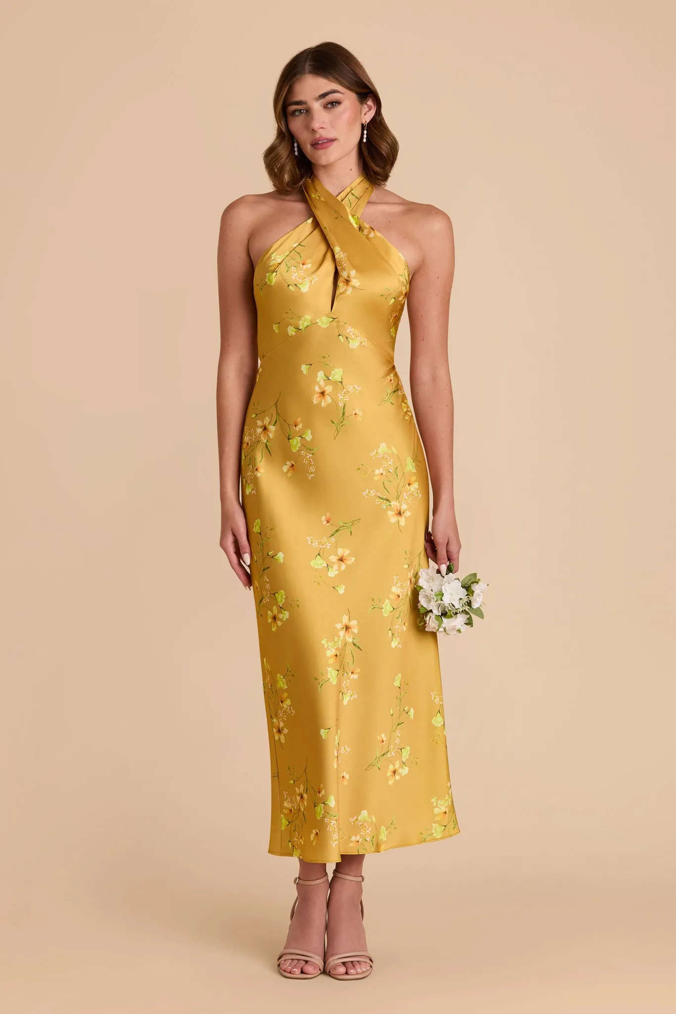 Monique Matte Satin Dress - Marigold Le Fleur sold by Birdy Grey