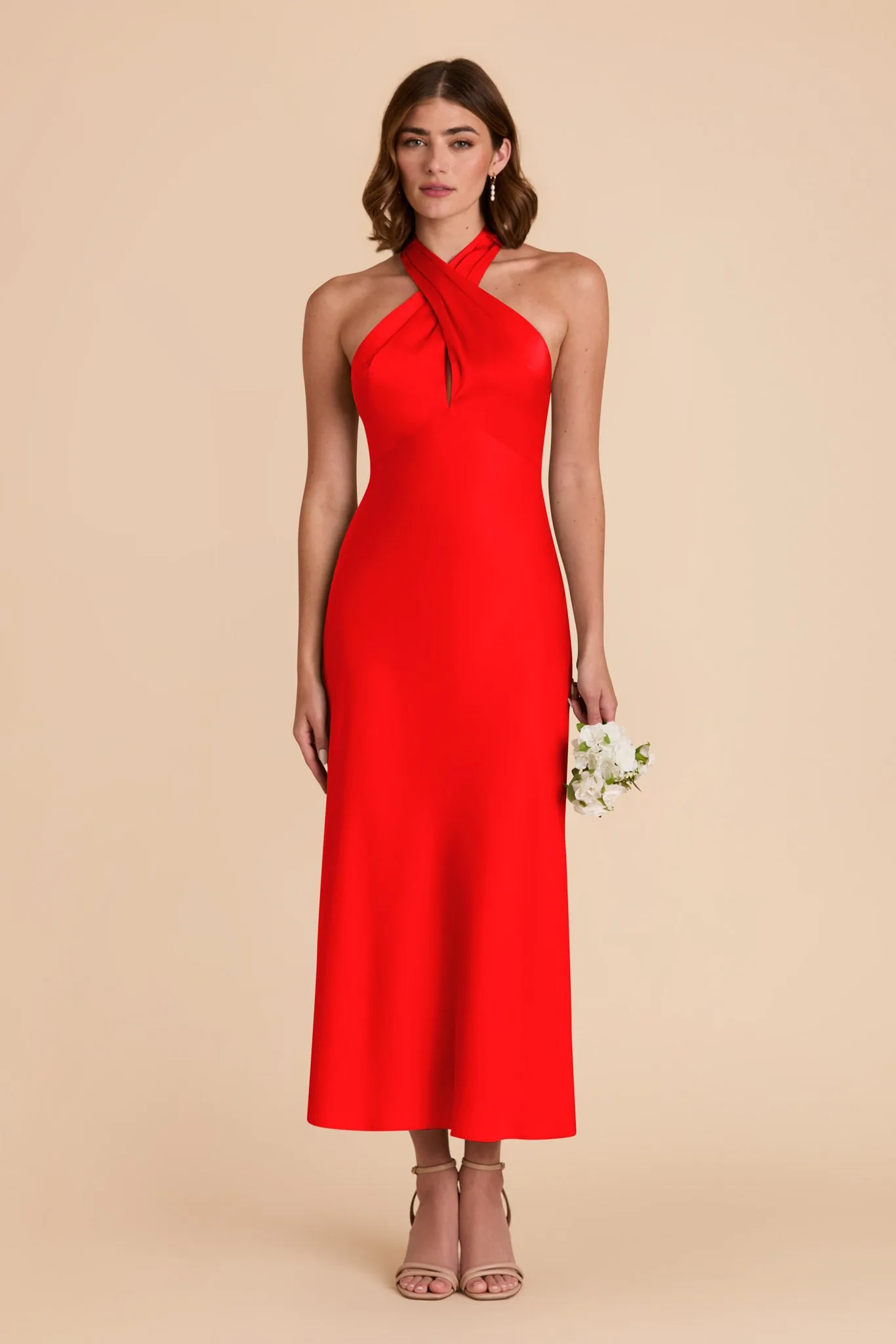 Monique Matte Satin Dress - Lipstick Red sold by Birdy Grey