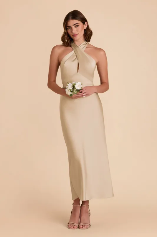 Monique Matte Satin Dress - Gold sold by Birdy Grey